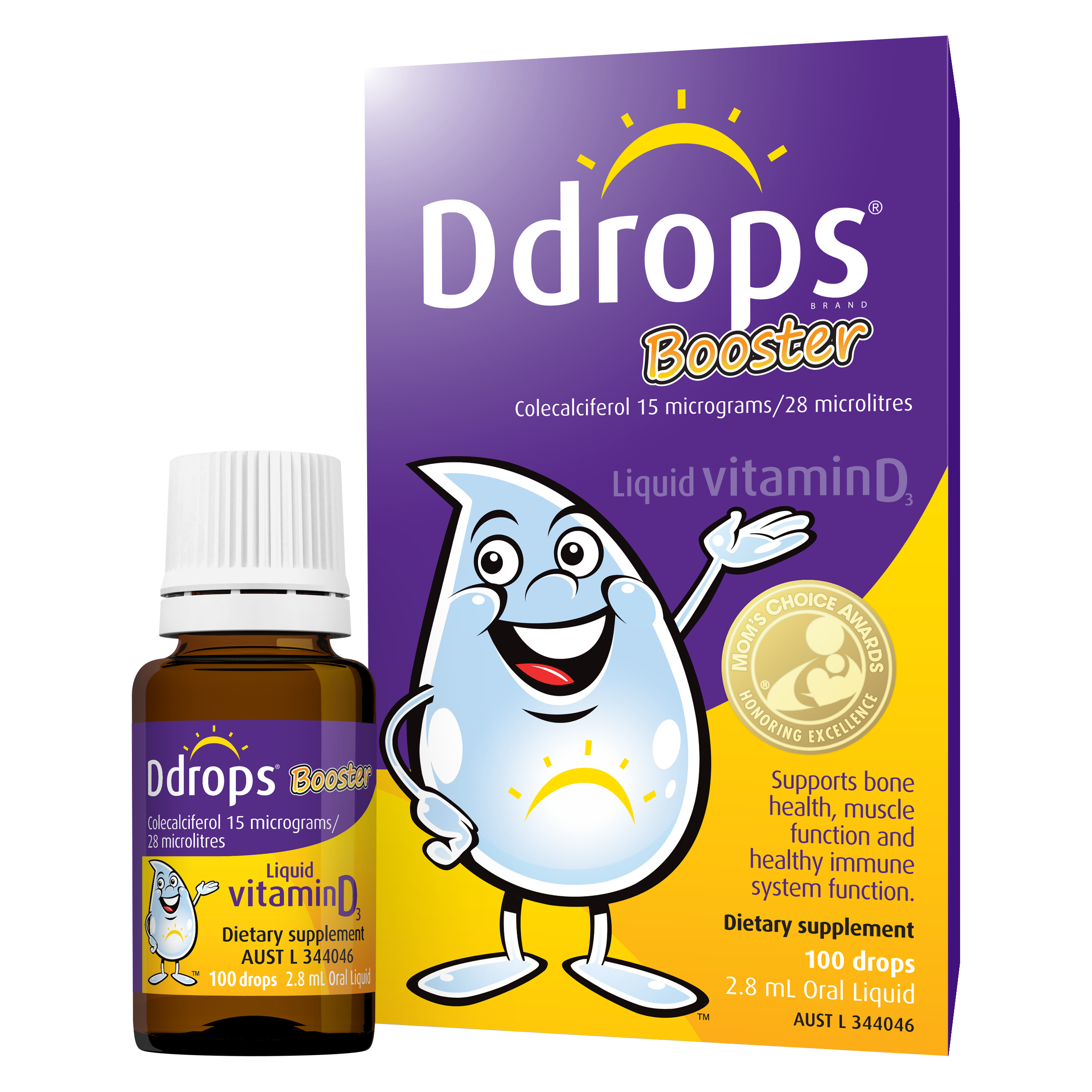 Ddrops Booster Liquid Vitamin D3 600IU for Kids & Adults - Immune Support, Bone Health & Mood Enhancement - Easy-to-Take Vitamin D Supplement for Daily Wellness at Home or Travel