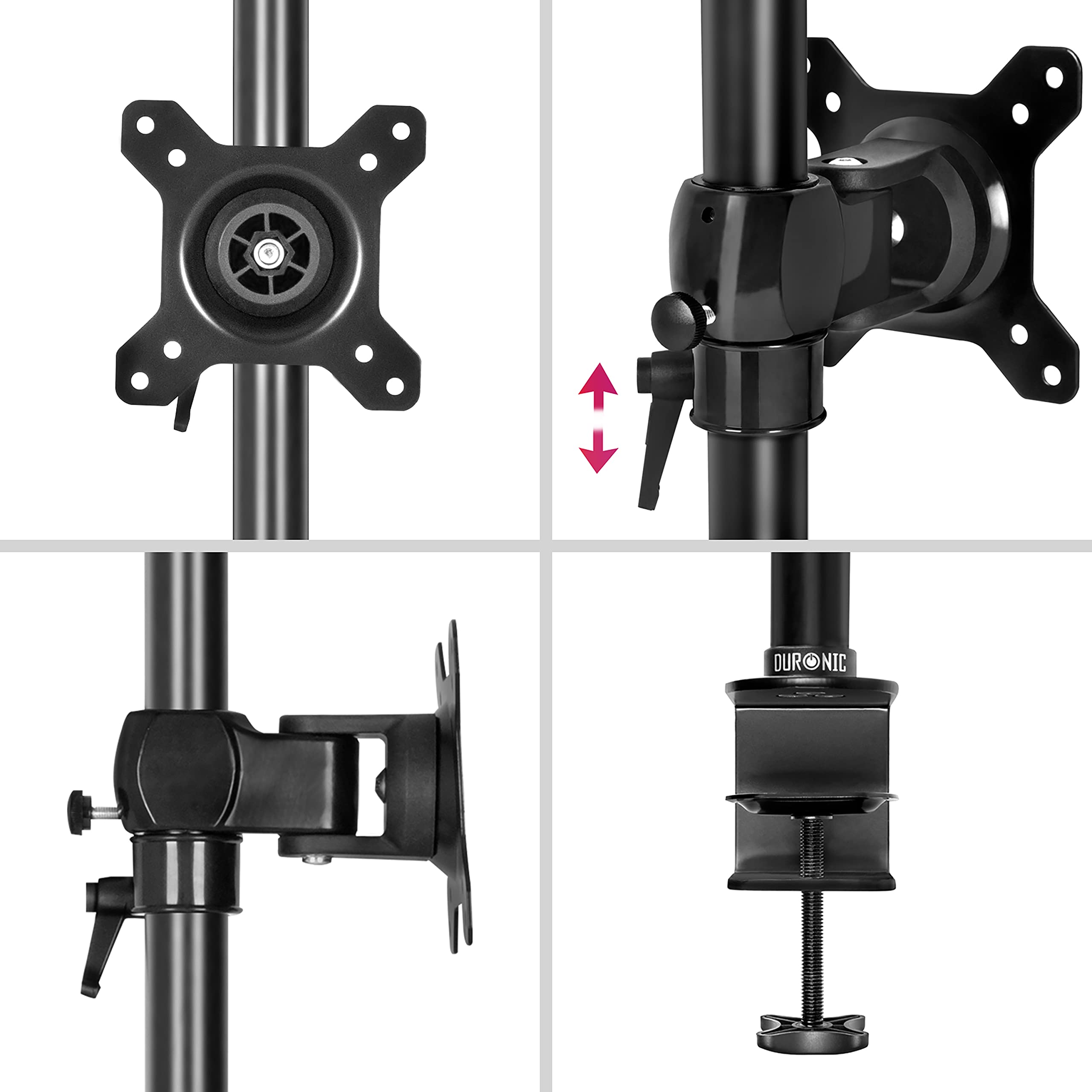 Duronic DM35V2X1 Dual Vertical Monitor Stand - Adjustable 2 Monitor Arm Mount for 13-27