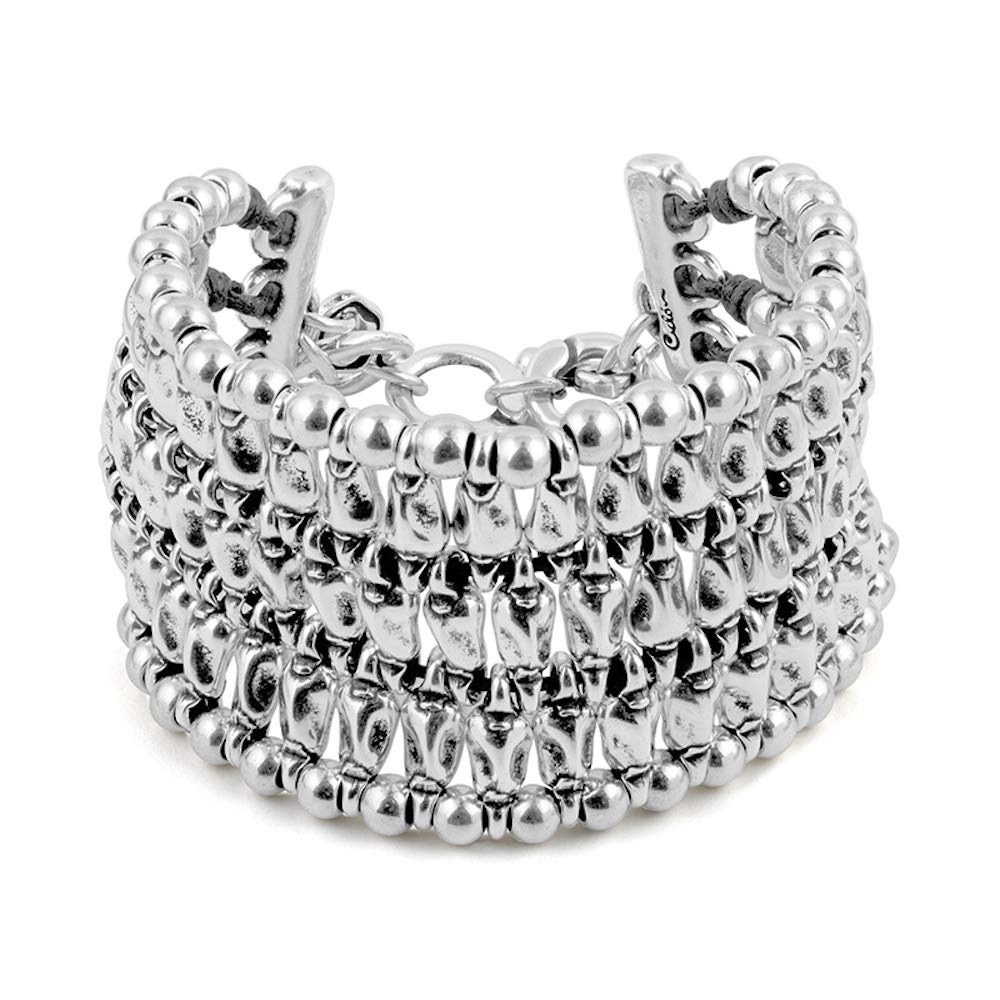 Handmade Adjustable Multi-Strand Cyclone Bracelet for Women - Silver Plated Beads on Leather Lace, Unique Statement Jewelry | Perfect Women's Day Gift, Birthday Present & Fashion Accessory for Daily Wear or Special Occasions
