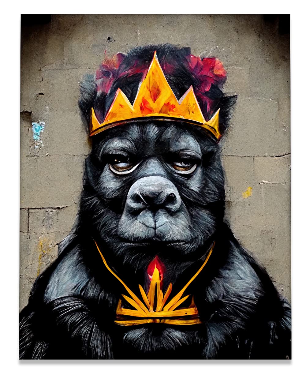 Graffiti Gorilla Wall Art Poster - Unframed Funny Animal Decor (28x36 inches) - Perfect for Living Room, Bedroom & Office - Unique Gift for Gorilla & Animal Lovers