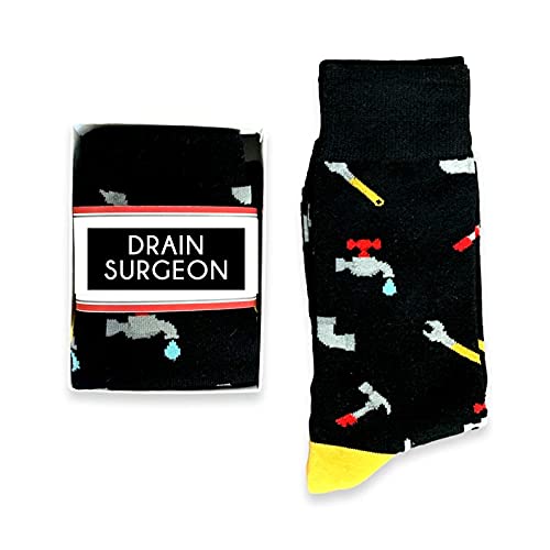 Funny Plumber Socks for Men - Novelty Crew Socks with Doodle Beads & 'Plumbers Know Their Crap' Design - Perfect Birthday Gift for Drain Surgeons & Plumbing Professionals (Great for Work, Gag Gifts & Casual Wear)
