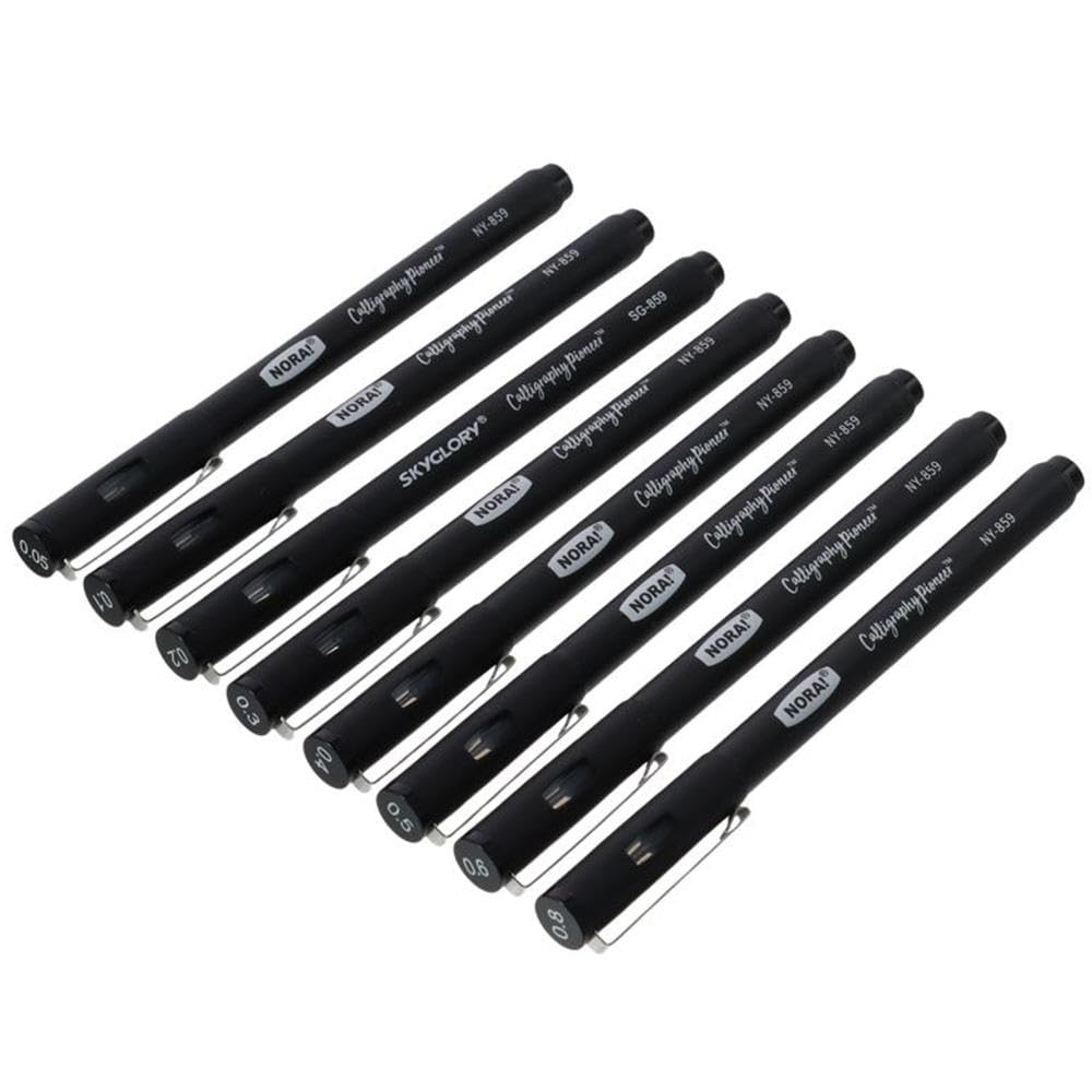 8PCS Black Micro-Pen Set for Drawing & Engineering | Fine Liner Pens