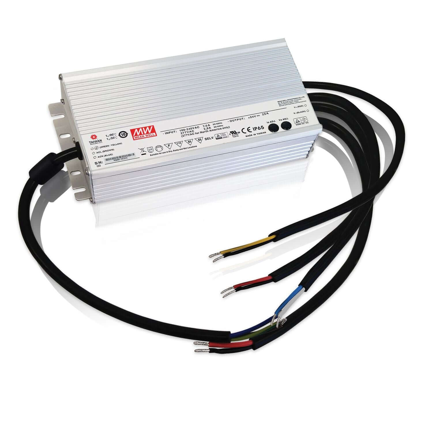 MeanWell 24V LED Driver 100W 185W 240W 320W 600W Power Supply Transformer for LED Strip Lights, Signage & Landscape Lighting