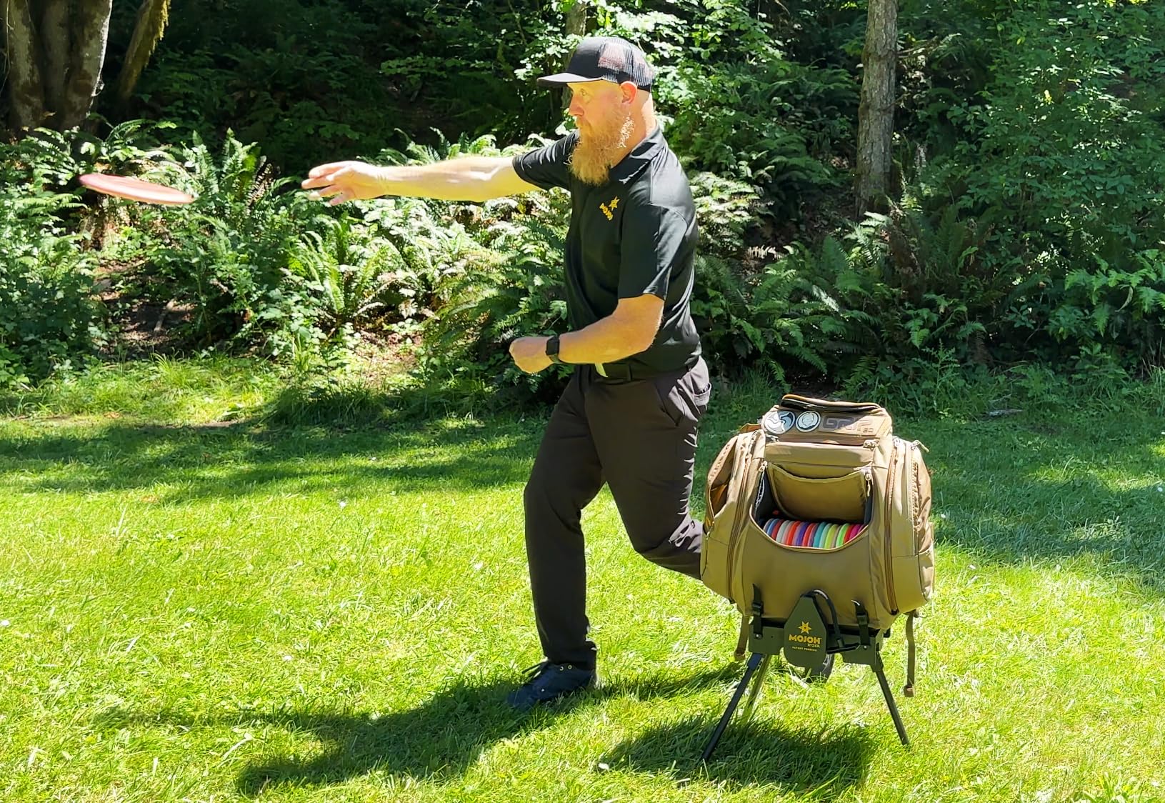 Premium Disc Golf Bag Stand – Lightweight & Ergonomic for Squatch, Grip EQ, Dynamic Discs | Best Golf Accessory Gift | Perfect for Tournaments, Practice & Cart-Free Play