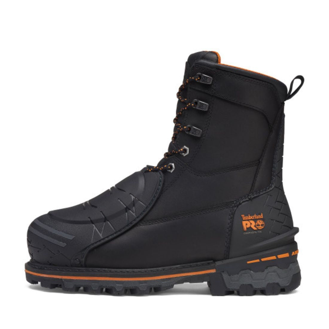 Timberland PRO Boondock Men's 8 Inch Waterproof Composite Toe Work Boots with MET Guard - TB0A66G7EDW Black | Slip Resistant Safety Shoes for Construction, Warehouse & Outdoor Work