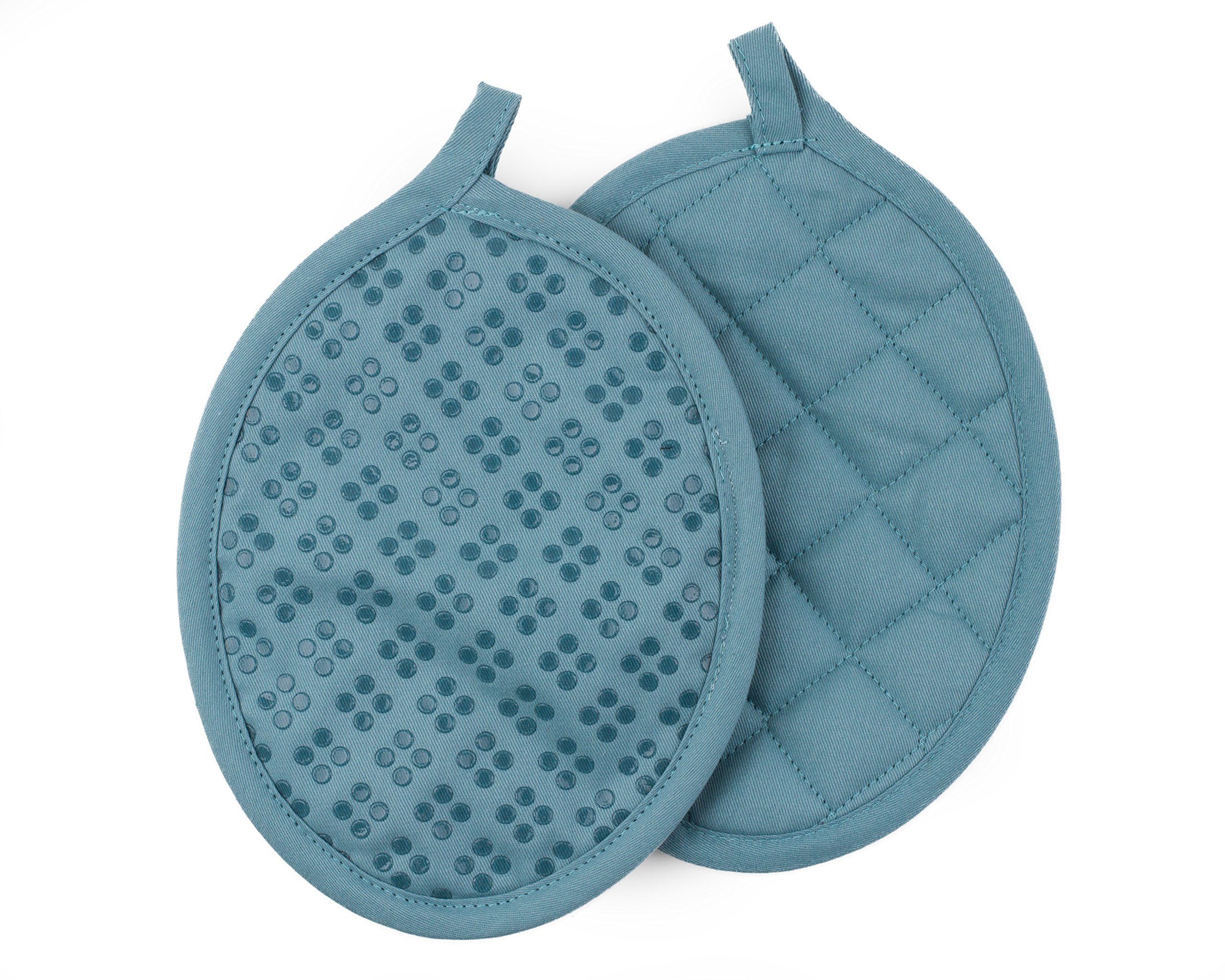 Premium 9-Piece Kitchen Towel Set - 100% Cotton Oeko-Tex Certified Dishcloths, Oven Mitts & Pot Holders with Non-Slip Silicone Grip - Blue - Perfect for Cooking, Baking & Kitchen Cleaning Tasks