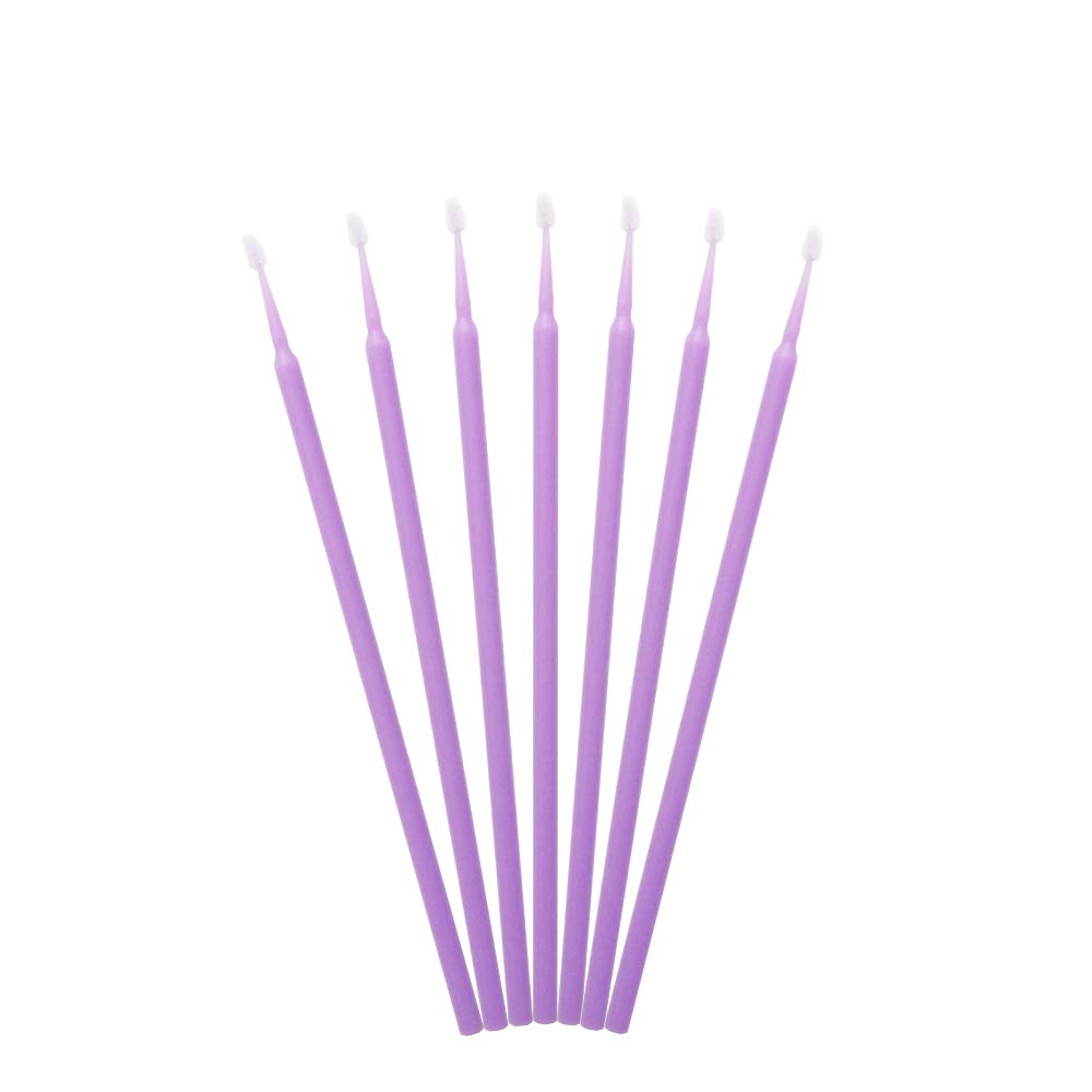400 PCS Disposable Micro Applicator Brushes for Eyelash Extensions - 2.0mm Fine Tip Microswab Mascara Wands - Perfect for Lash Remover, Makeup Application & Salon Use (Light Purple)
