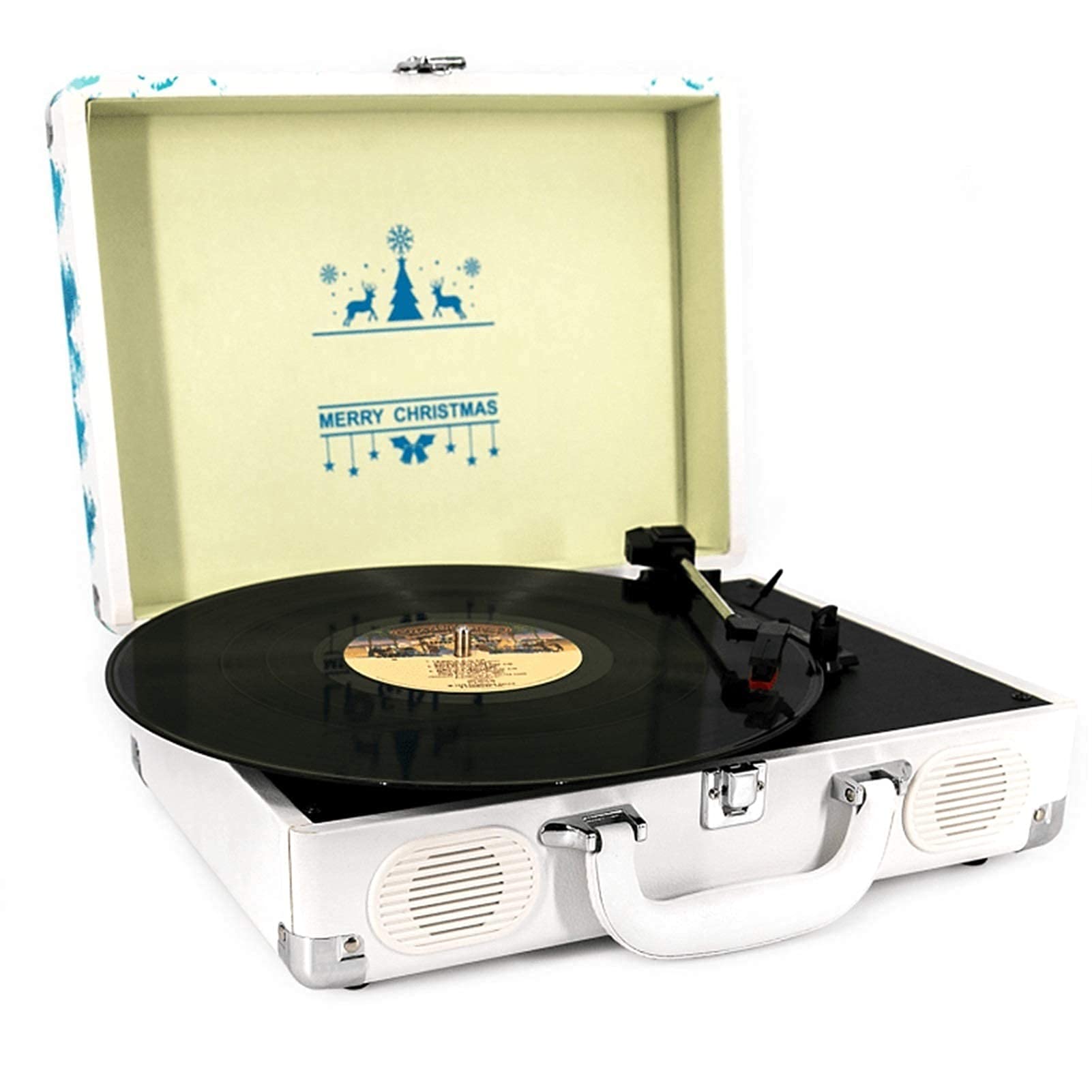 Vintage Suitcase Design Record Player - 3 Speed Turntable with Stereo Speakers, RCA Line Out, AUX Input & Headphone Jack | Perfect for Home Decor, Vinyl Music Lovers & Christmas Gifts | Ideal for Living Rooms, Bedrooms & Retro-Themed Parties