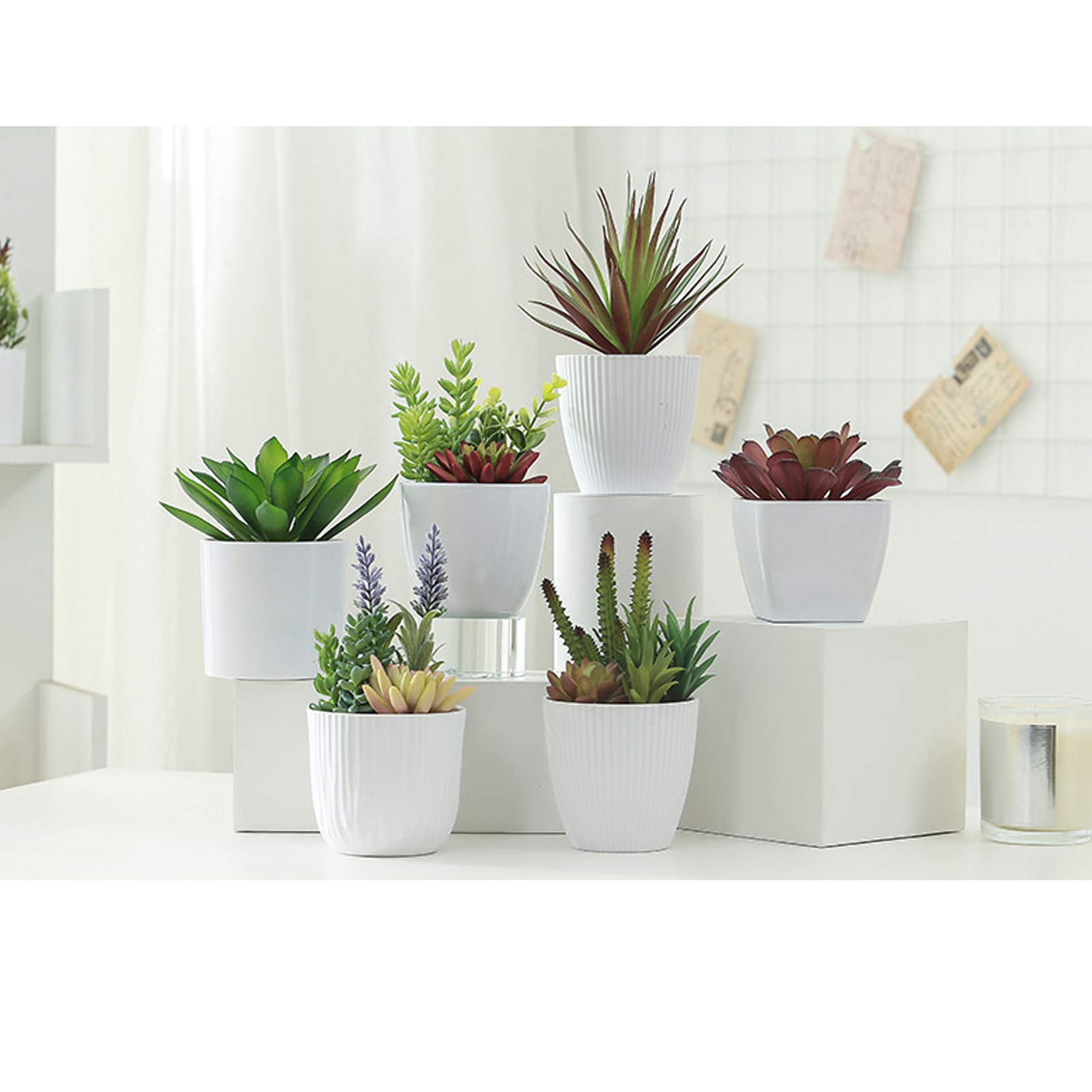 Realistic Artificial Succulent Plants - Unpotted Faux Green Succulents for Office & Home Decor | Low Maintenance Desk Plants for Modern Interior Design