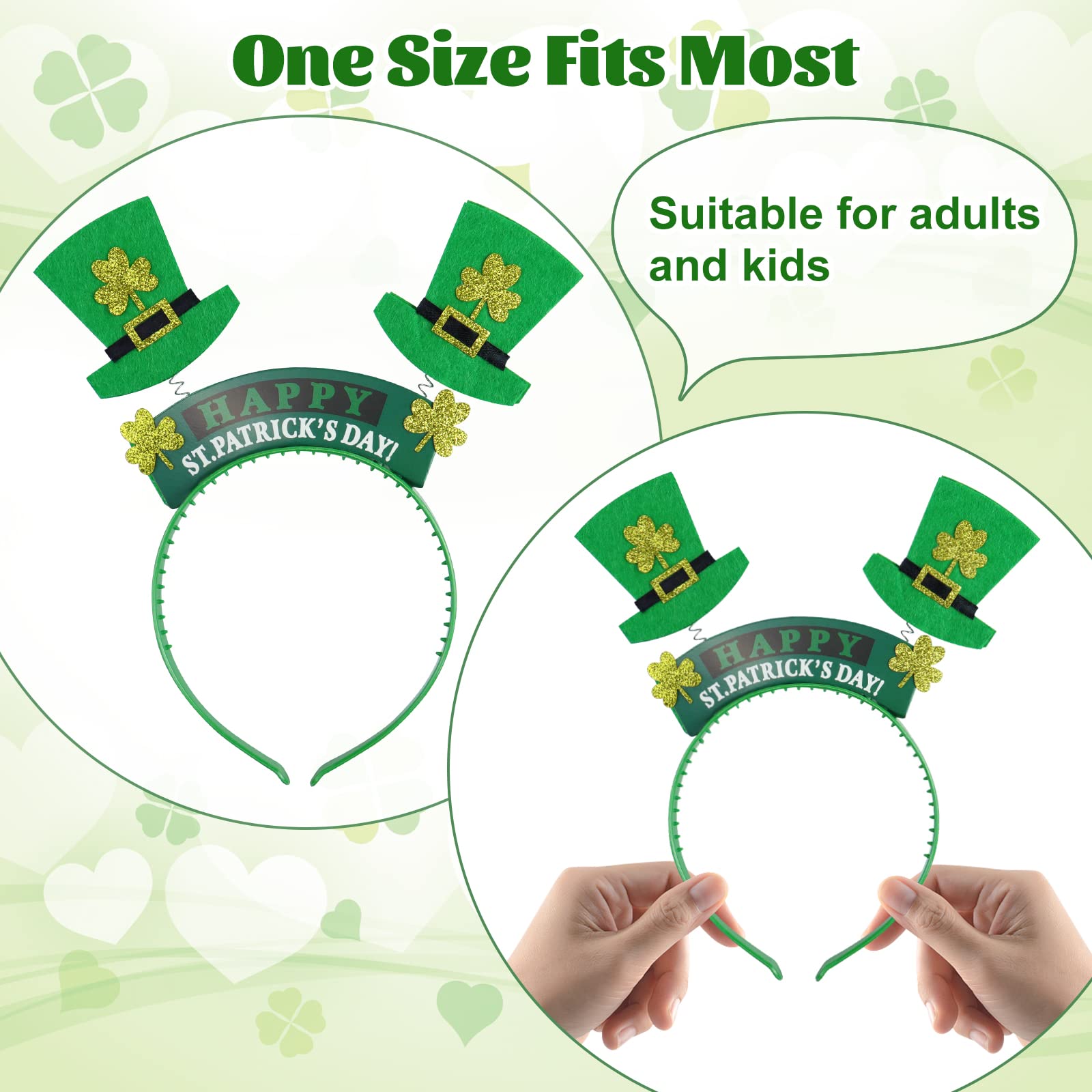 9PCS St. Patrick's Day Headbands for Women & Girls - Green Shamrock Clover Hair Accessories | Irish Party, Parade & Festival Hairwear | Perfect for St. Patrick's Day Celebrations, Themed Parties & Photo Props