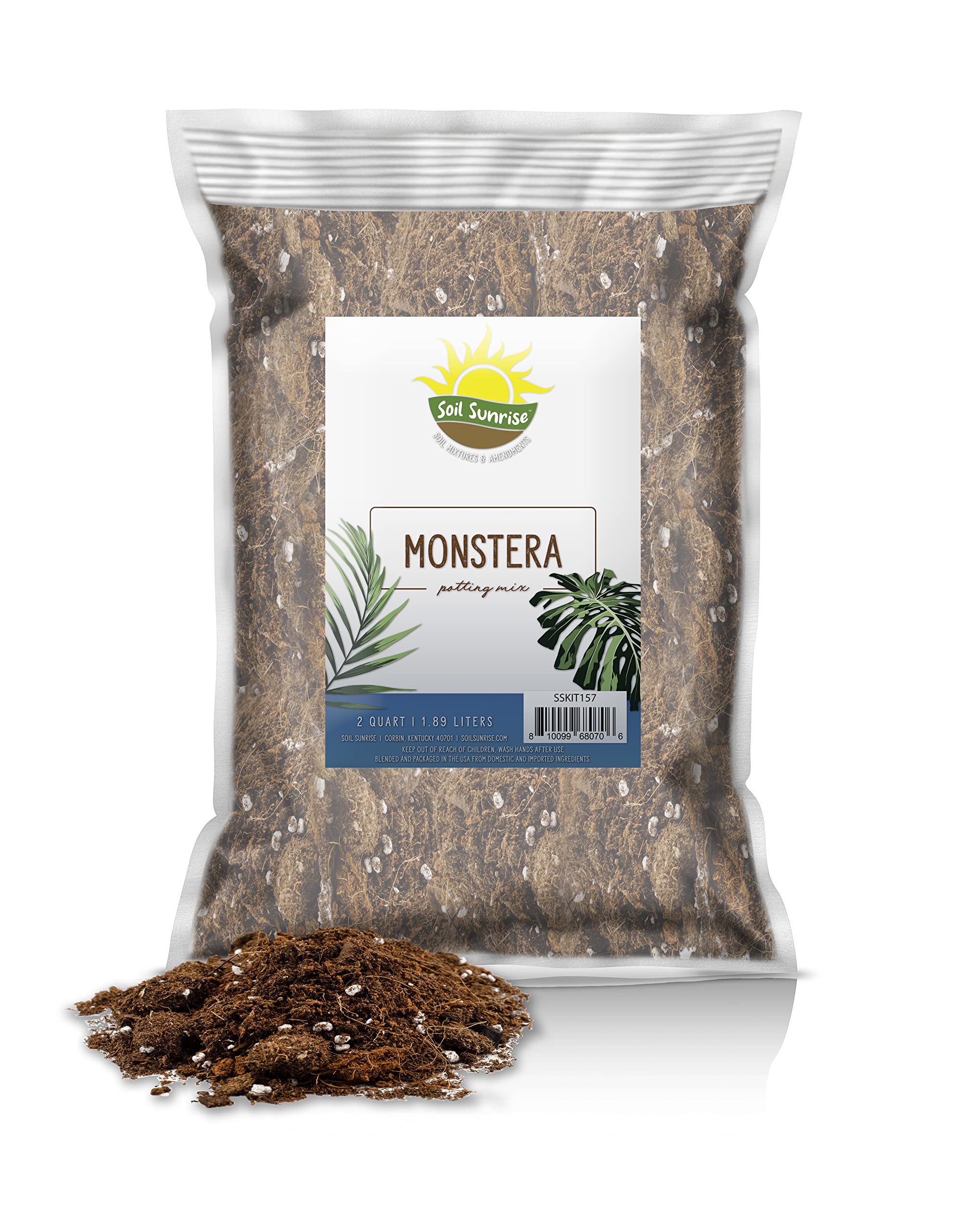 Premium Monstera Potting Soil Mix - 2 Quarts | Fast-Draining Nutrient-Rich Blend for Healthy Growth & Repotting | Ideal for Indoor Houseplants, Home Decor & Gardening Enthusiasts