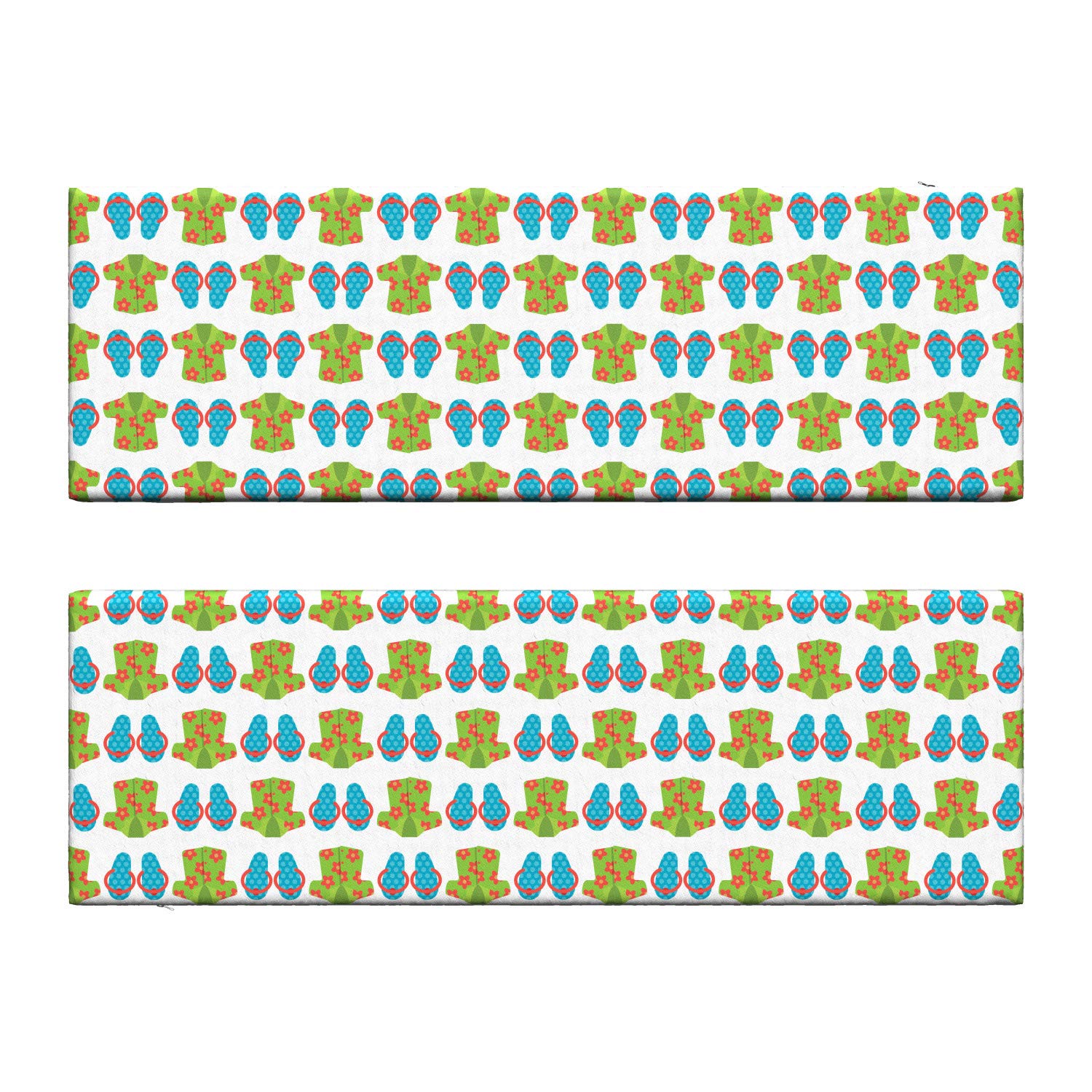 Ambesonne 2-Piece Flip Flop Bench Cushion Set - Exotic Floral Print Outdoor Seat Cushions with Foam Padding (45