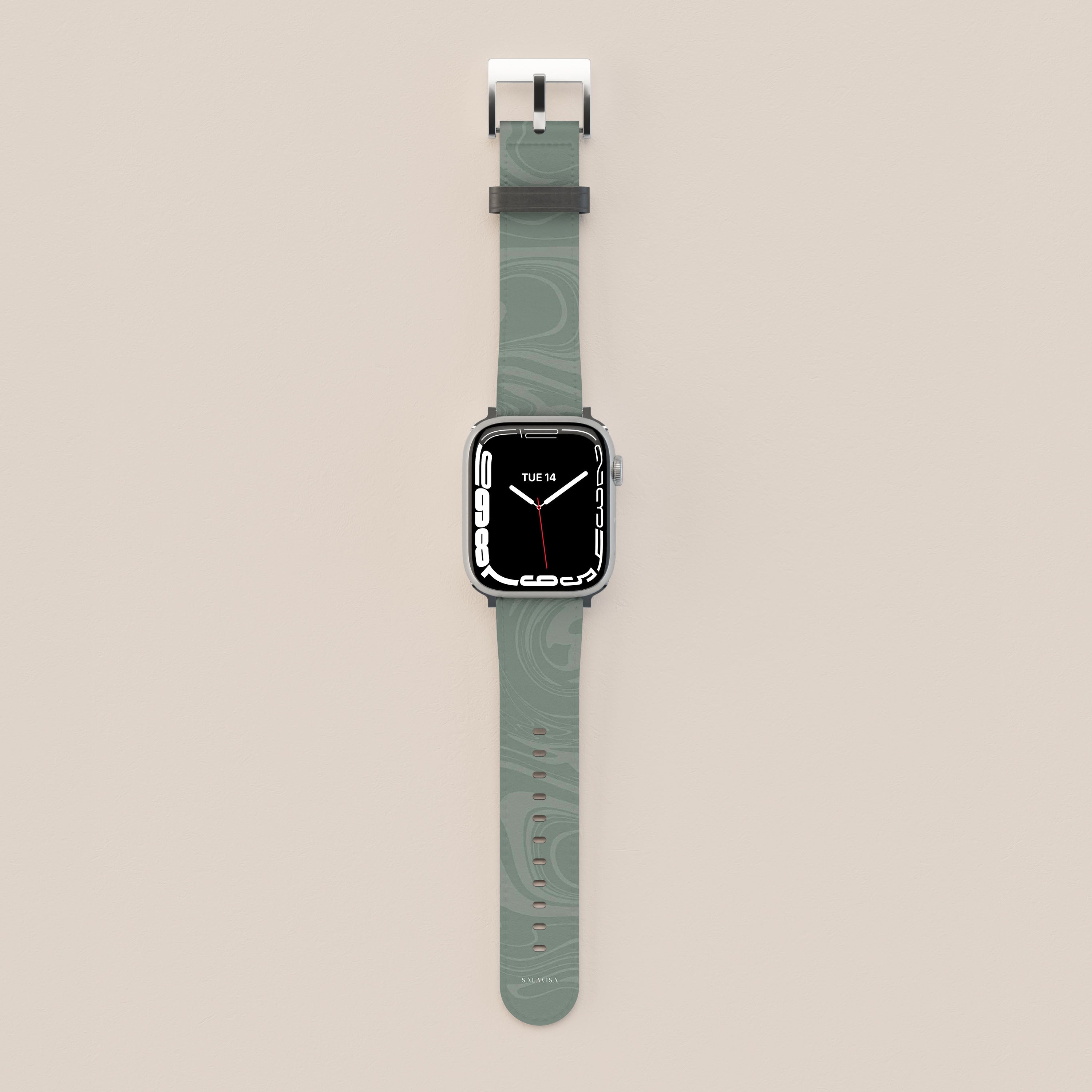 Eco-Friendly Light Green Swirl Apple Watch Band - Soft Silicone Replacement Strap for Apple Watch Series 9/8/7/SE/6/5/4/3/2/1 - Perfect for Workouts, Running, Yoga & Everyday Wear