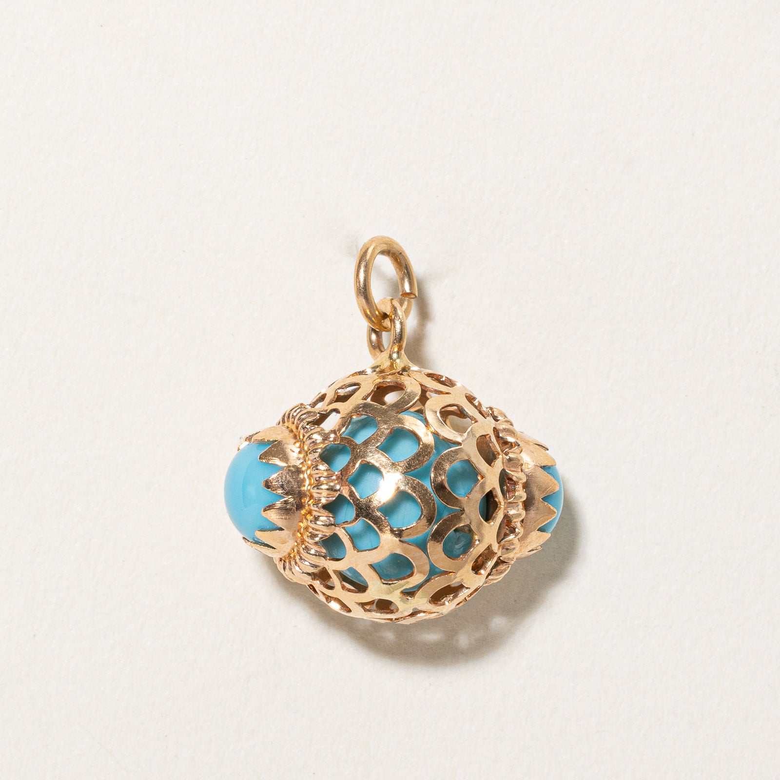Blue Paste Glass Cage Charm Pendant Necklace - 7.00ct Vintage Inspired Jewelry for Women | Perfect for Bridal, Party & Everyday Wear