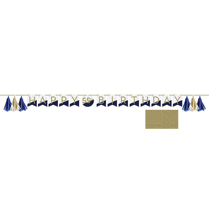 12-Piece Navy and Gold Birthday Party Banner Set - Bulk Decoration for Birthday Parties, Baby Showers & Special Events