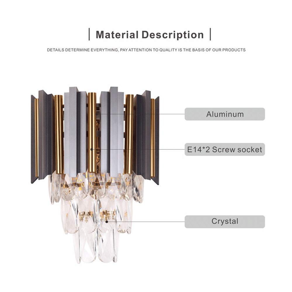 Modern Crystal Wall Sconce - 3-Tier Flush Mount Wall Light with Metal Frame & Crystal Lampshade (22cm Diameter) - Easy Installation for Bedroom, Living Room, Hallway & Bedside Decor - Perfect for Ambient Lighting, Romantic Settings & Home Interior Accents