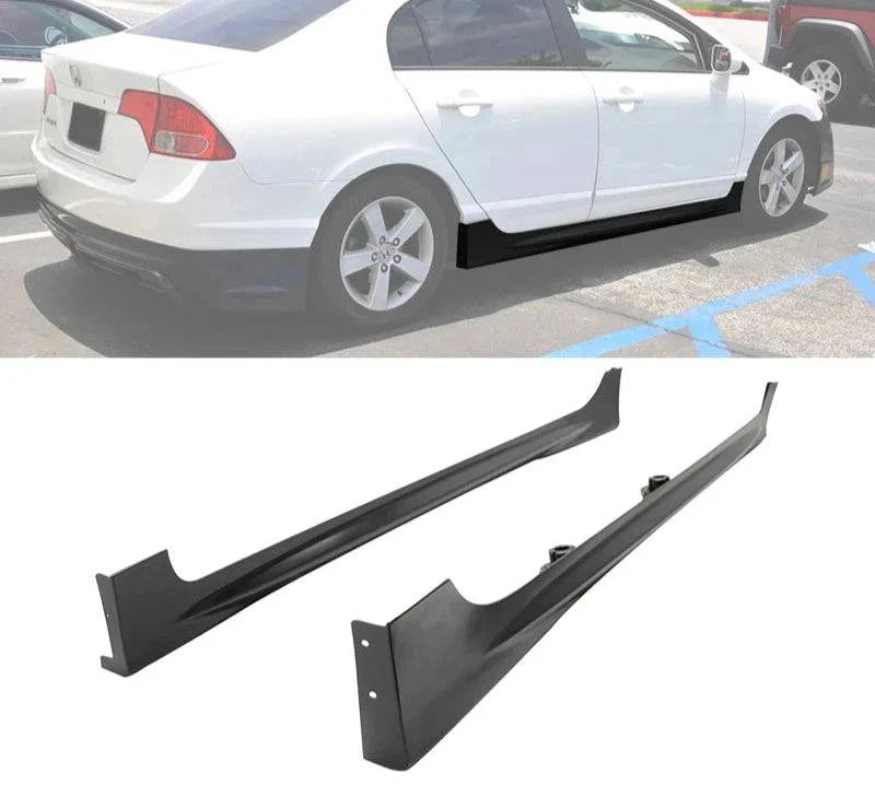2006-2011 Honda Civic Sedan Mugen Style Side Skirts - Unpainted PP Material for Enhanced Aerodynamics & Sporty Look - Perfect for Car Enthusiasts & Street Racing Upgrades