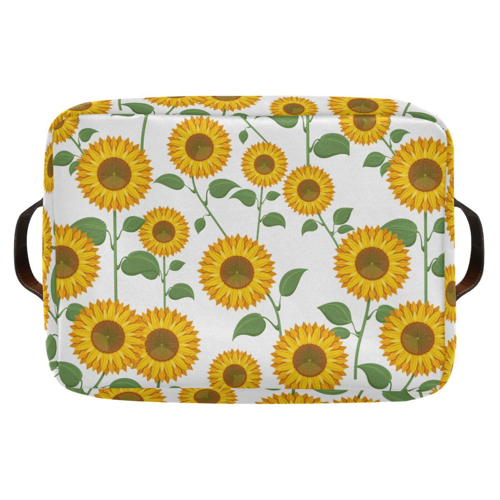 Foldable Sunflower Storage Basket with Handles - Home & Office Organizer
