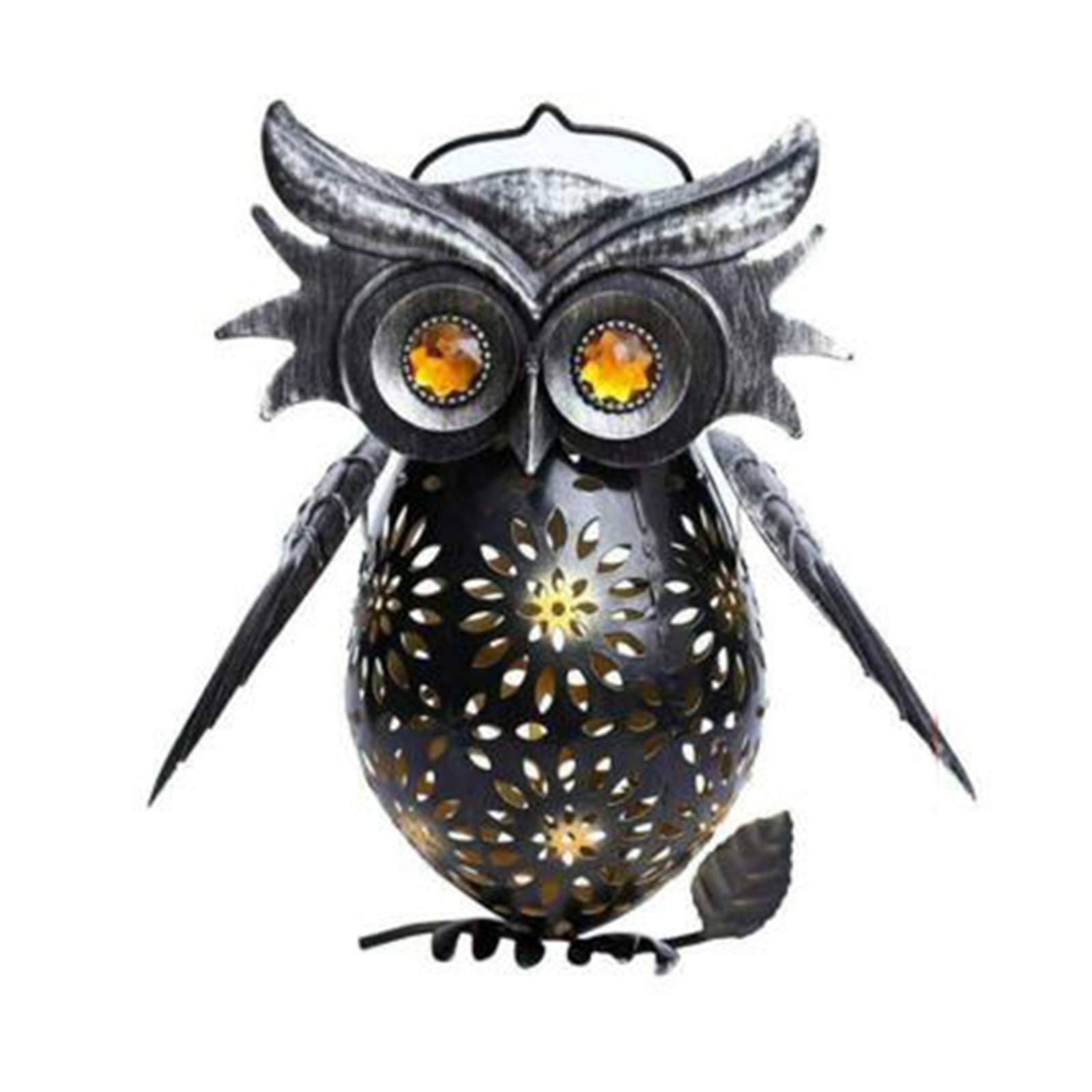 VELIHOME Solar Powered Owl Lantern Lights - Outdoor Hanging Metal Garden Decor, Vintage Brown Solar Landscape Lighting for Patio, Porch, Yard - Perfect for Garden Decorations, Pathway Lighting, and Romantic Ambiance