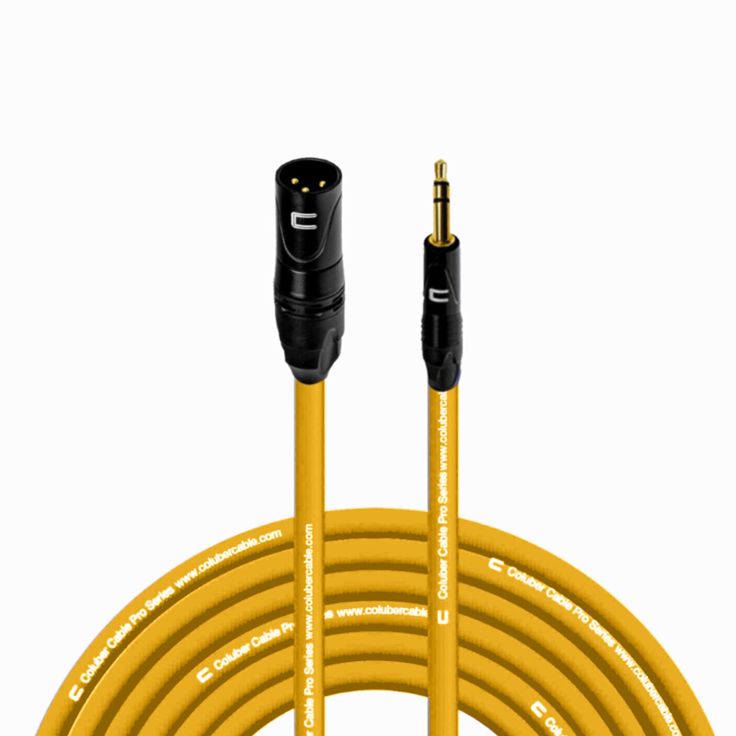 Premium Balanced XLR Male to 3.5mm TRS Cable - 75ft Yellow Professional Audio Cable with 3-Pin Connector for Microphones, Powered Speakers, Mixers & Audio Interfaces - Ideal for Live Performances, Studio Recording & Home Audio Setups