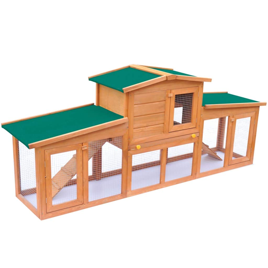 Premium Wooden Rabbit Hutch for Outdoor & Indoor Use - 2-Story Bunny Cage with Waterproof Roof, Stairs & Cleaning Tray - Guinea Pig House for Small to Medium Pets - Perfect for Backyard, Garden or Home Use