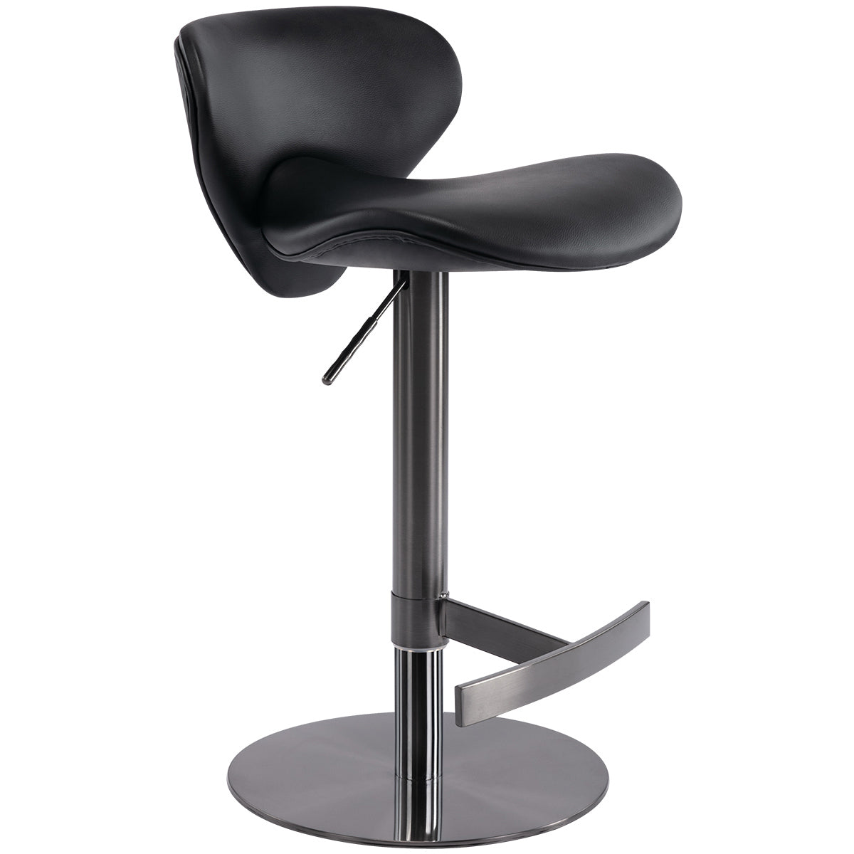 Black Titanium Stainless Steel Swivel Bar Stools - Adjustable Height Counter Stool for Kitchen Island, Breakfast Bar & Dining Room - Modern Bar Height Stool for Home, Restaurant & Cafe (1-Pack)