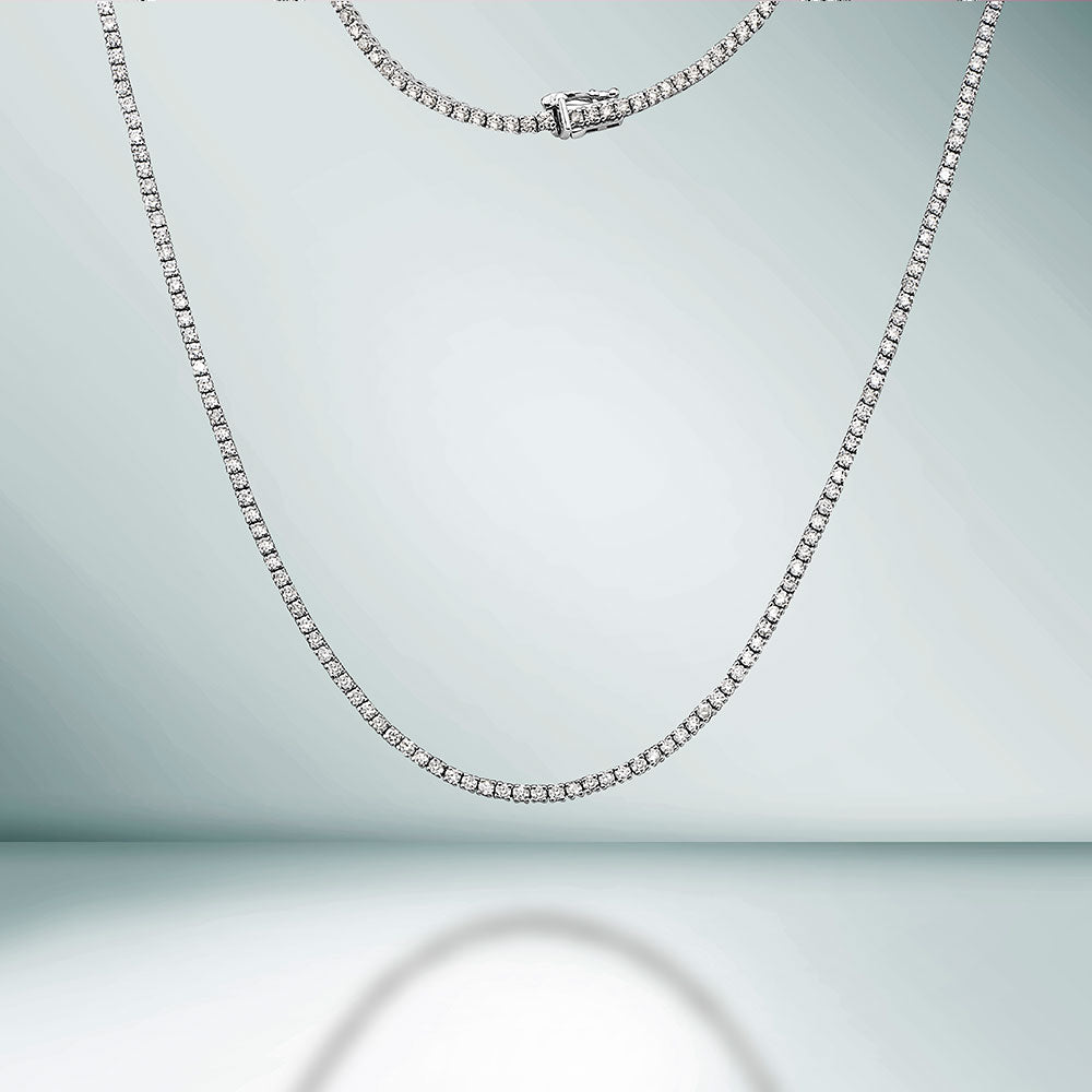 14K Gold Diamond Tennis Necklace - 13.00ct Round Cut 2.7mm 4-Prong Setting Showroom Collection | Elegant Jewelry for Weddings, Anniversaries & Special Occasions