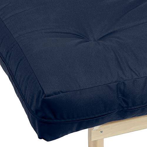 Mozaic Queen Size 6-inch Cotton Twill Futon Mattress in Navy Blue | Comfortable & Durable Sofa Bed Mattress for Guest Room, Dorm, or Small Space