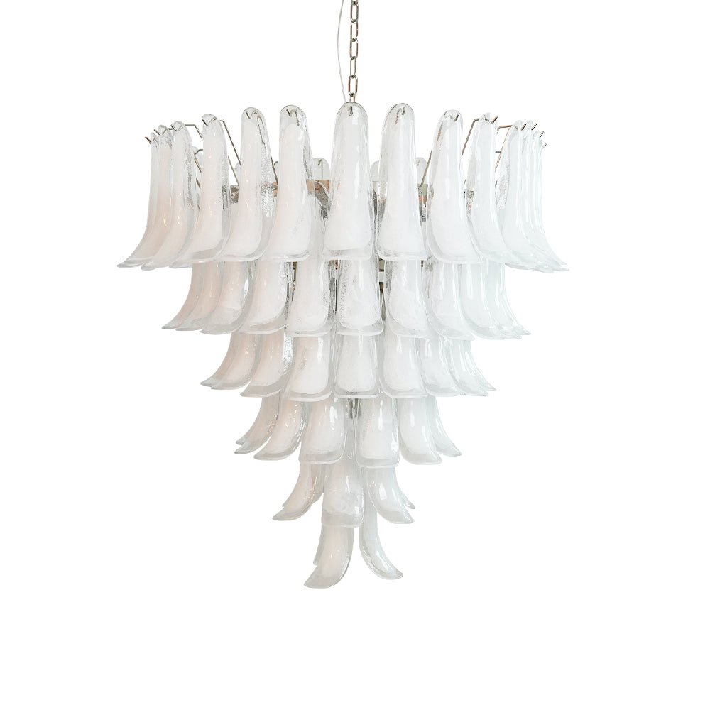 Exquisite Murano Glass Petals Chandelier - Handcrafted Italian Crystal Ceiling Light Fixture for Dining Room, Living Room & Bedroom Decor