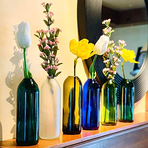 Single Cut Wine Bottle Flower Vases - Handmade Glass Vases for Home Decor, Wedding Centerpieces & DIY Crafts - Perfect for Table Decorations, Gift Ideas & Floral Arrangements