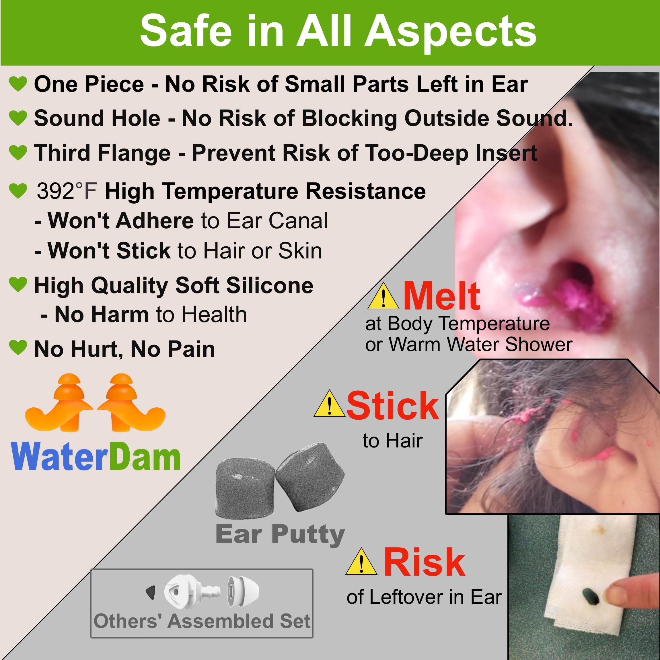 Waterproof Swimming Ear Plugs for Adults & Kids – Ultra Comfortable Silicone Ear Protection to Prevent Swimmer's Ear – Perfect for Pool, Beach, Surfing and Water Sports
