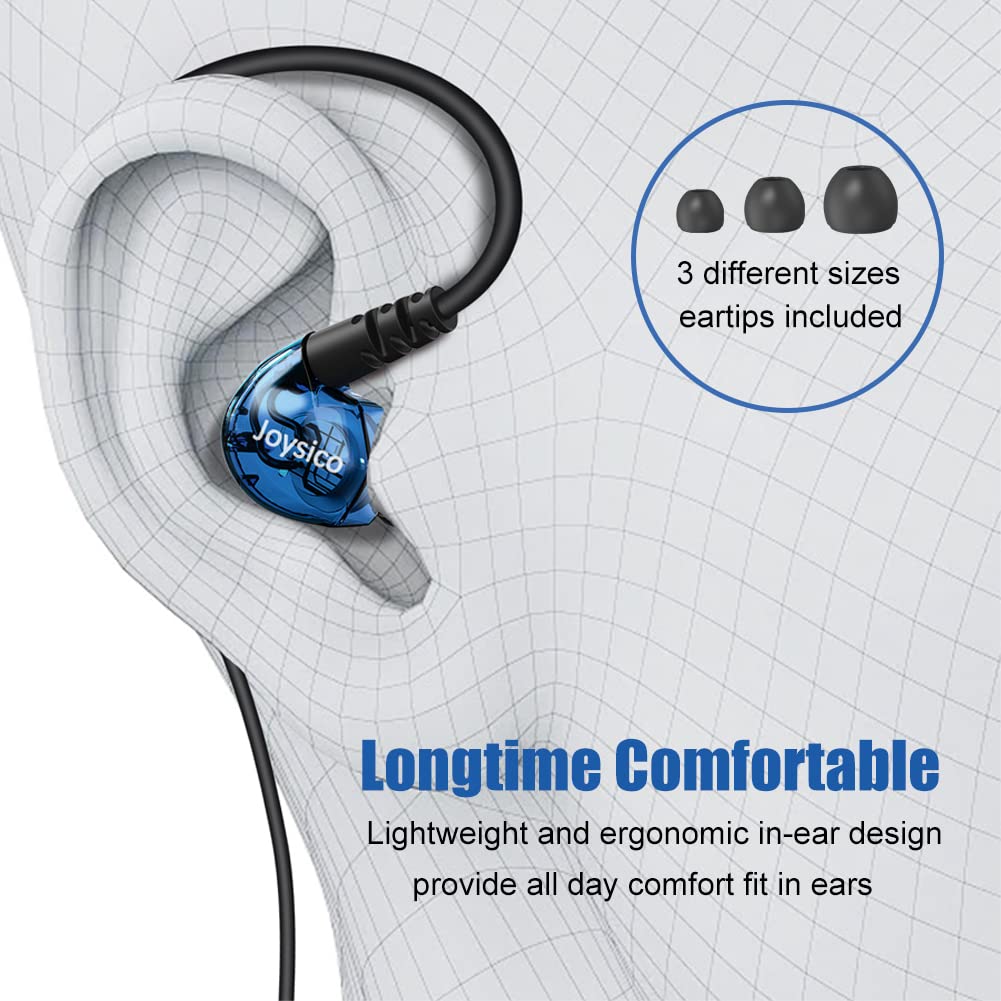 Stereo-to-Mono Single Earbud with Mic & Controls - Wired One Ear Headphone with Over-Ear Hook & Case for iPhone Android Phone Laptop - In-Ear Mono Headset for Driving, Sports, Running, Cycling (Right Ear Only) - Perfect for Hands-Free Calls, Workouts & Commuting