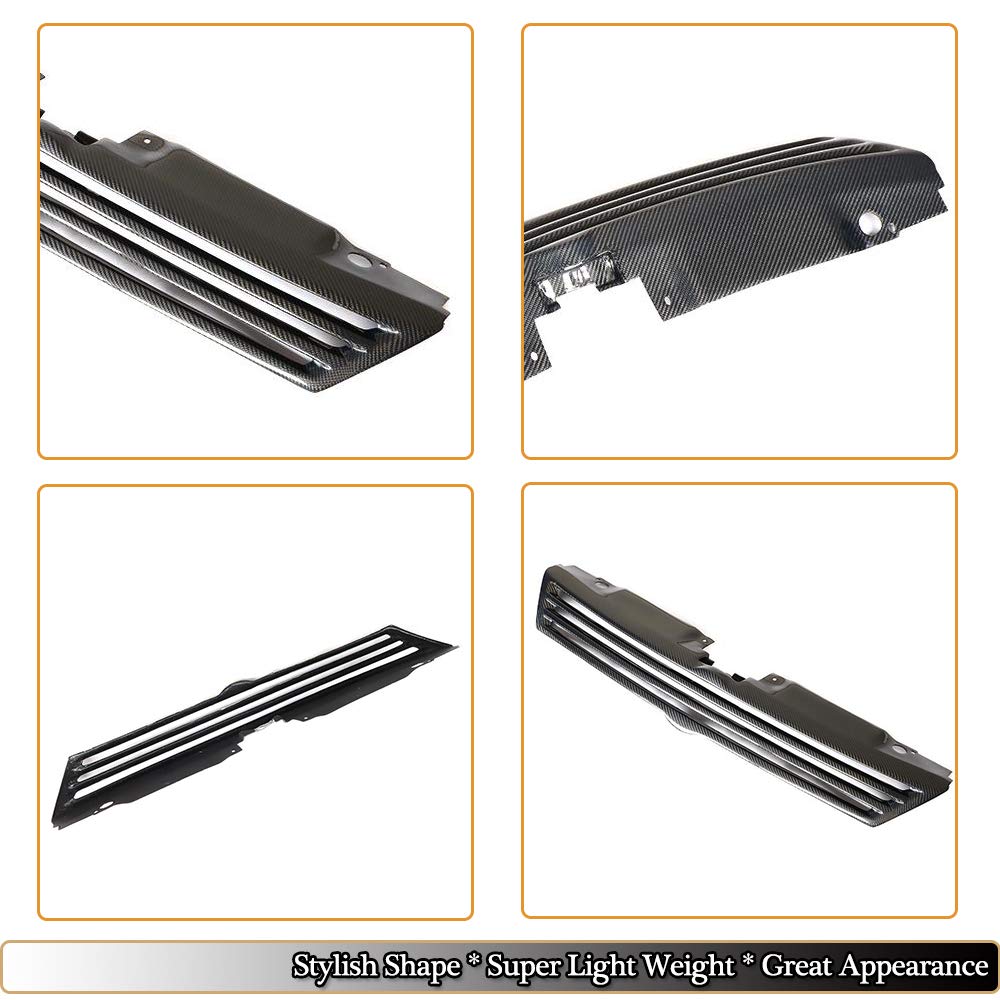 MCARCAR Carbon Fiber Front Grille for Volkswagen VW Jetta MK6 Sedan 2012-2015 | Pre-Facelift Replacement Bumper Grill Cover | OEM Style Body Kit | Perfect Fit & Upgrade for Daily Driving & Car Shows