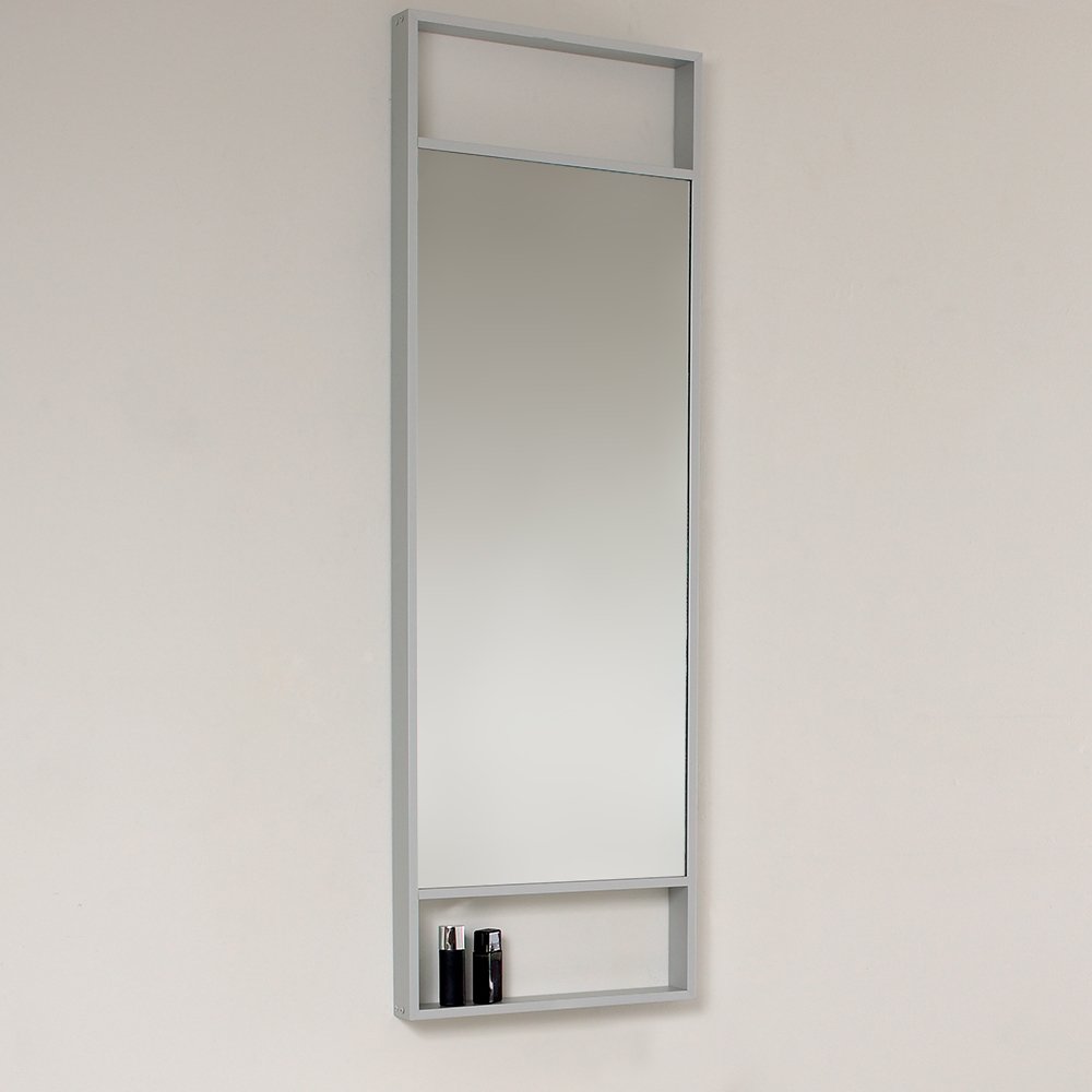 Fresca Bath FVN8002GO Pulito Small Vanity Set with Tall Mirror in Gray Oak - Perfect for Modern Bathroom Decor & Small Space Solutions