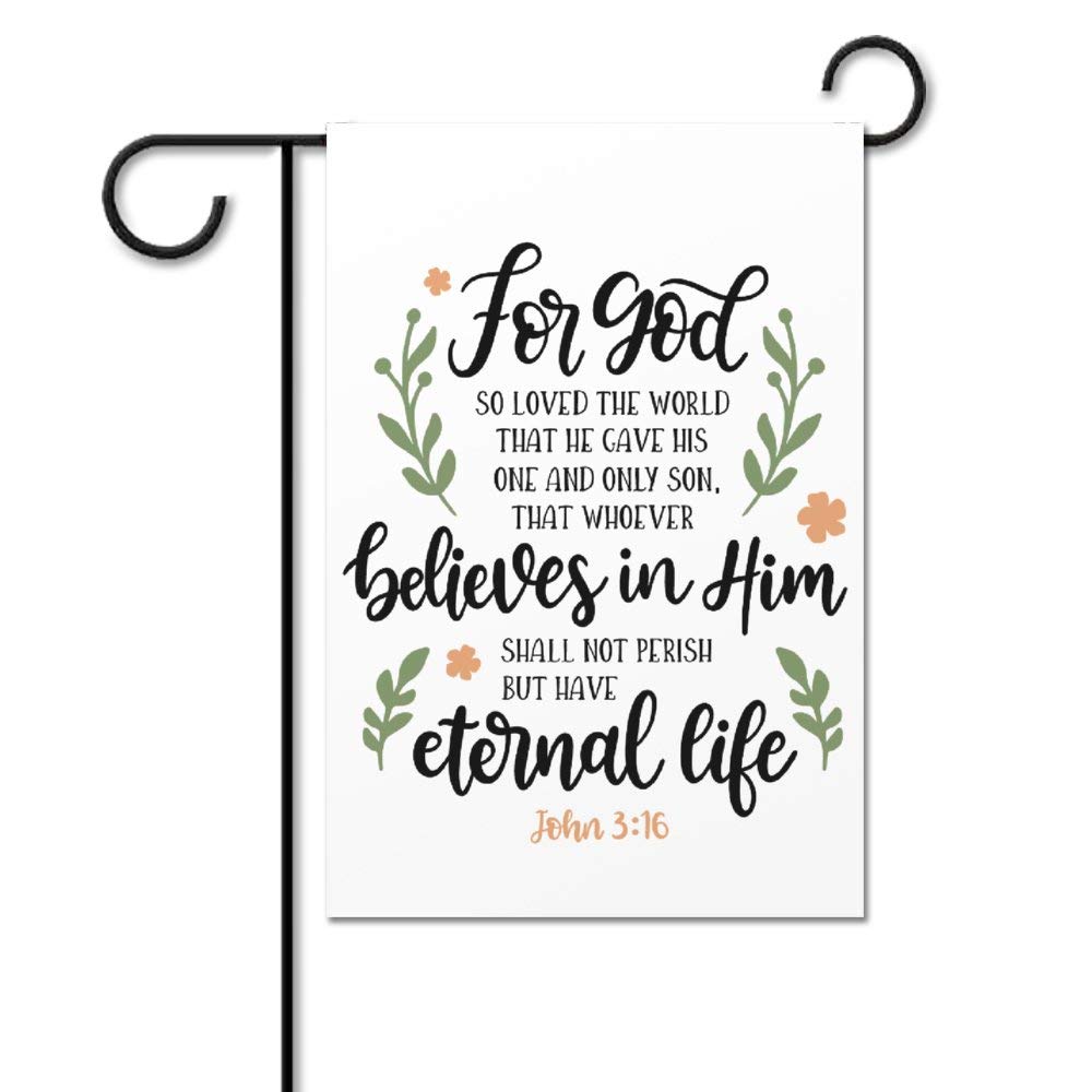 John 3:16 Garden Flag - Double Sided Bible Verse Outdoor Yard Decor with 'For God So Loved the World' - Perfect for Farmhouse, Seasonal Holidays, Indoor & Outdoor Christian Home Decor