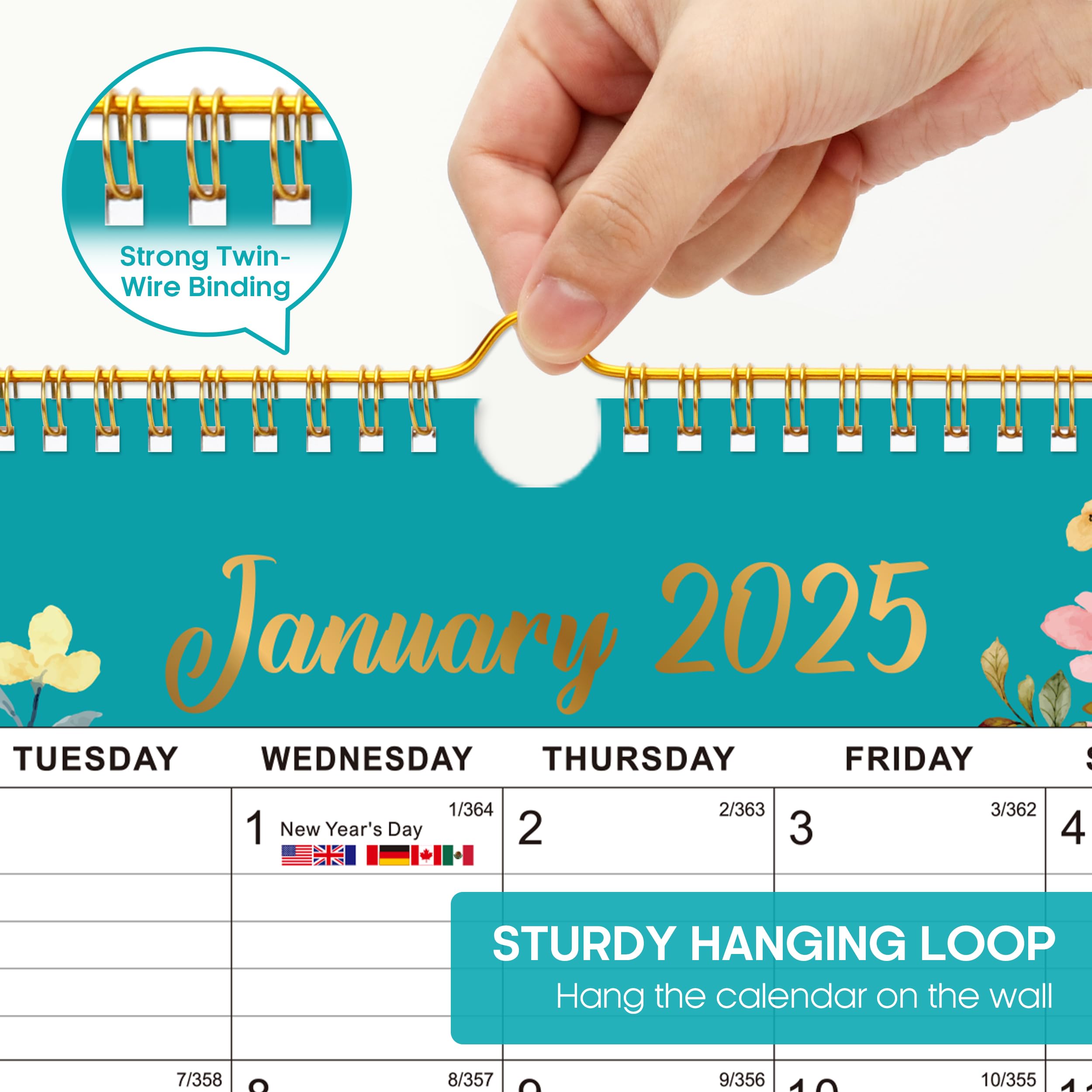 2025-2026 Monthly Wall Calendar with Spiral Binding - 18 Months (Jan 2025 to Jun 2026) - 11.5