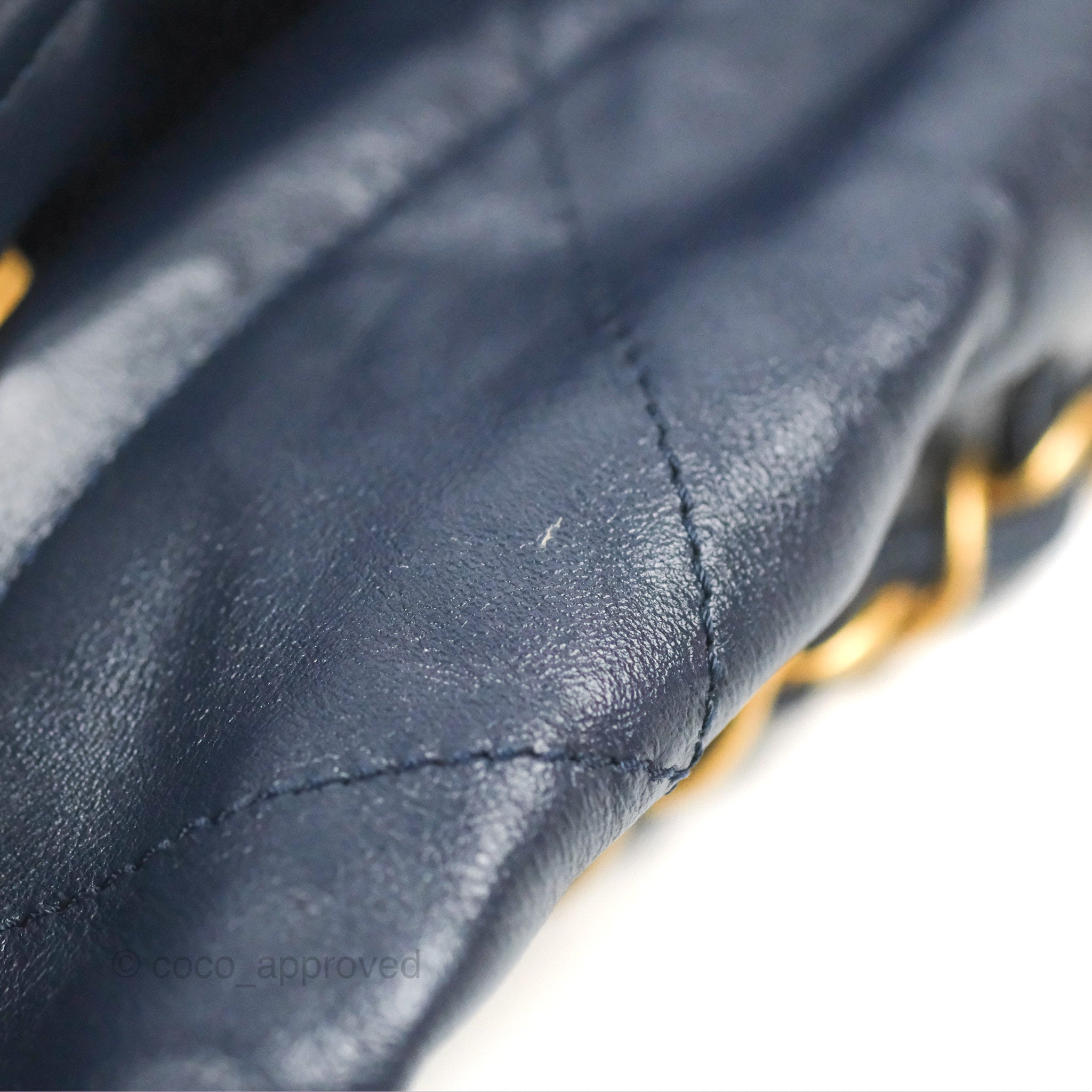 Chanel 22 Medium Handbag in Navy Shiny Calfskin Leather with Aged Gold Hardware - Luxury Crossbody Bag for Women, Perfect for Work, Travel & Evening Events