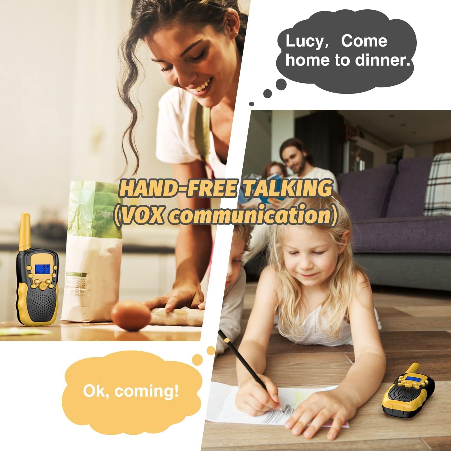 Selieve Kids Walkie Talkies for Ages 4-14 - 22 Channel 2 Way Radios with LCD Backlit Flashlight, 3 Mile Range - Perfect for Outdoor Adventures, Camping, Hiking & Backyard Play (Yellow)