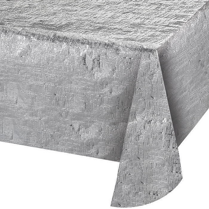 12-Piece Bulk Silver Metallic Table Covers - Disposable Party Decorations for Weddings, Birthdays & Events