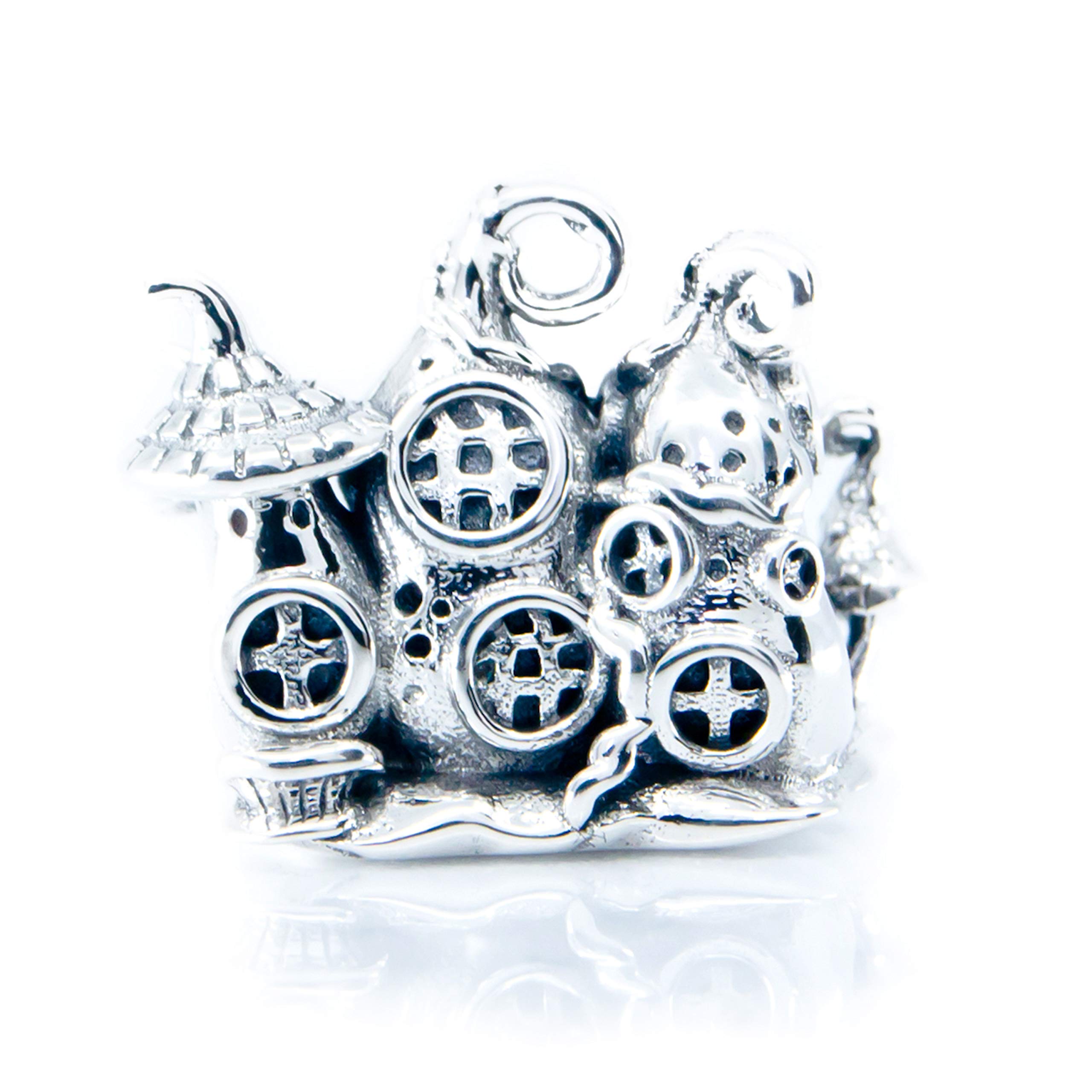 Fairy Castle Sterling Silver Charm Bead S925 | Princess Castle Pendant Necklace | Fantasy Cottage Ghost House Jewelry | Halloween Gift for Women | Perfect for Costume Parties, Cosplay & Gothic Fashion