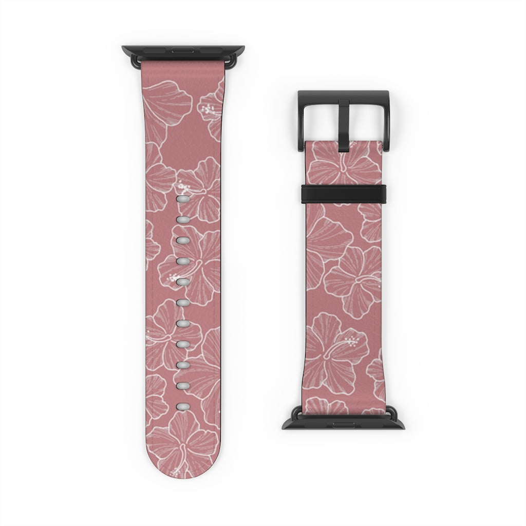 Premium Hibiscus Mauve Apple Watch Band - Soft Silicone Strap for Women & Men - Compatible with All Apple Watch Models - Perfect for Workouts, Running & Everyday Wear