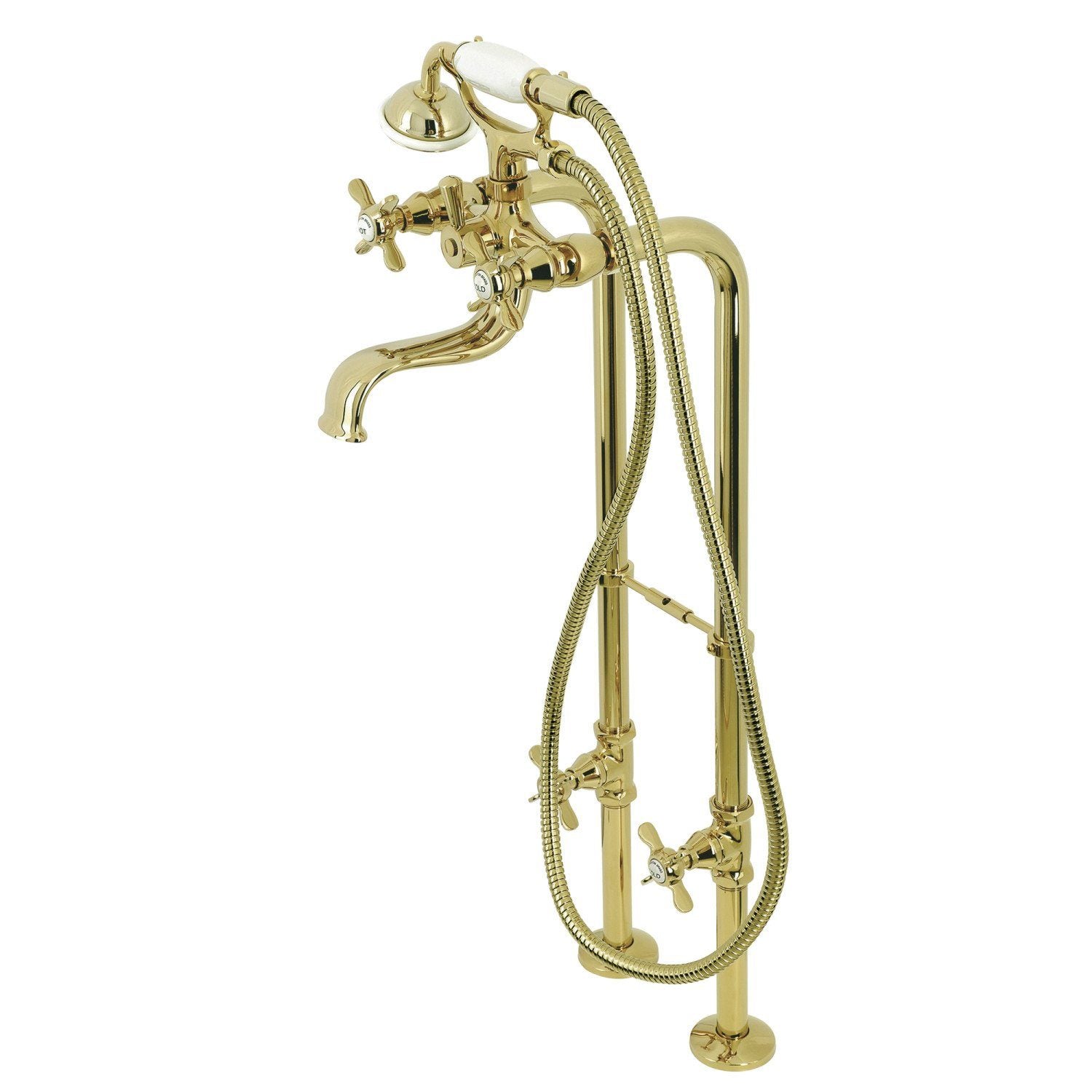 Essex Three-Handle 2-Hole Freestanding Clawfoot Bathtub Faucet Set with Supply Lines & Stop Valves - Perfect for Vintage Bathroom Renovations & Luxury Spa Retreats
