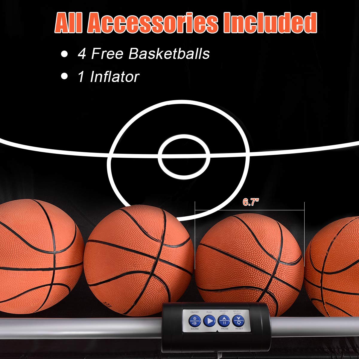GYMAX Foldable Electronic Arcade Basketball Game - 8 Fun Modes, Real Arcade Sounds, Includes 4 Balls & Air Pump - Perfect for Indoor Family Fun, Kids Parties & Game Room Entertainment