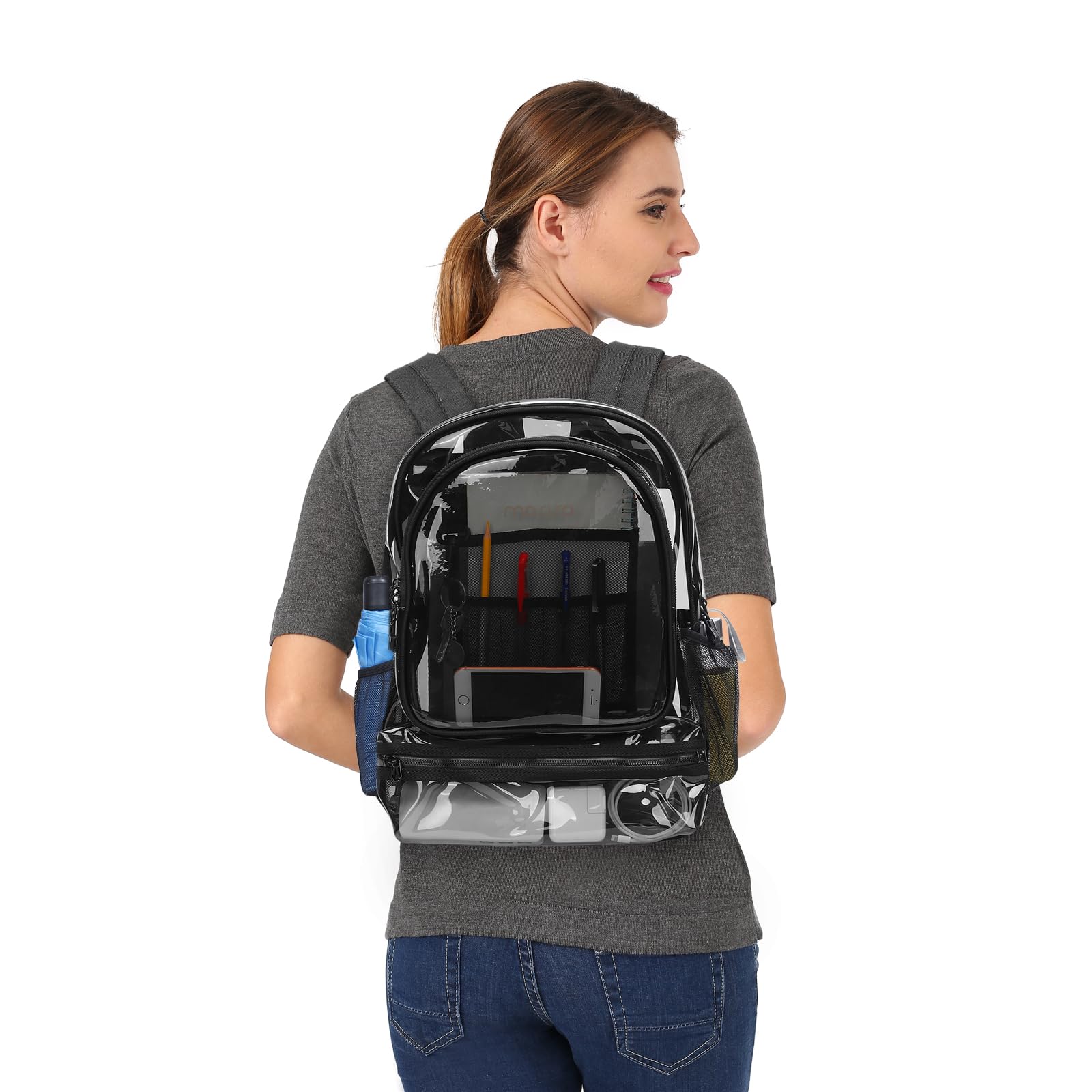 MOSISO 15.6-16 Inch Waterproof Laptop Backpack - Large Capacity Business Travel Bag with Reinforced Strap, Stylish TPU Transparent Design for Men & Women - Perfect for Work, School, Airplane & Daily Commute