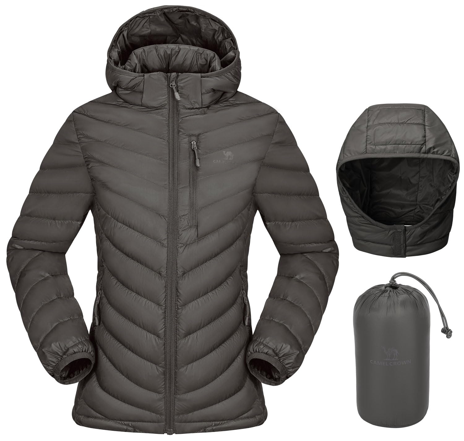 CAMEL CROWN Women's Lightweight Puffer Jacket - Winter Hooded Coat for Outdoor Activities