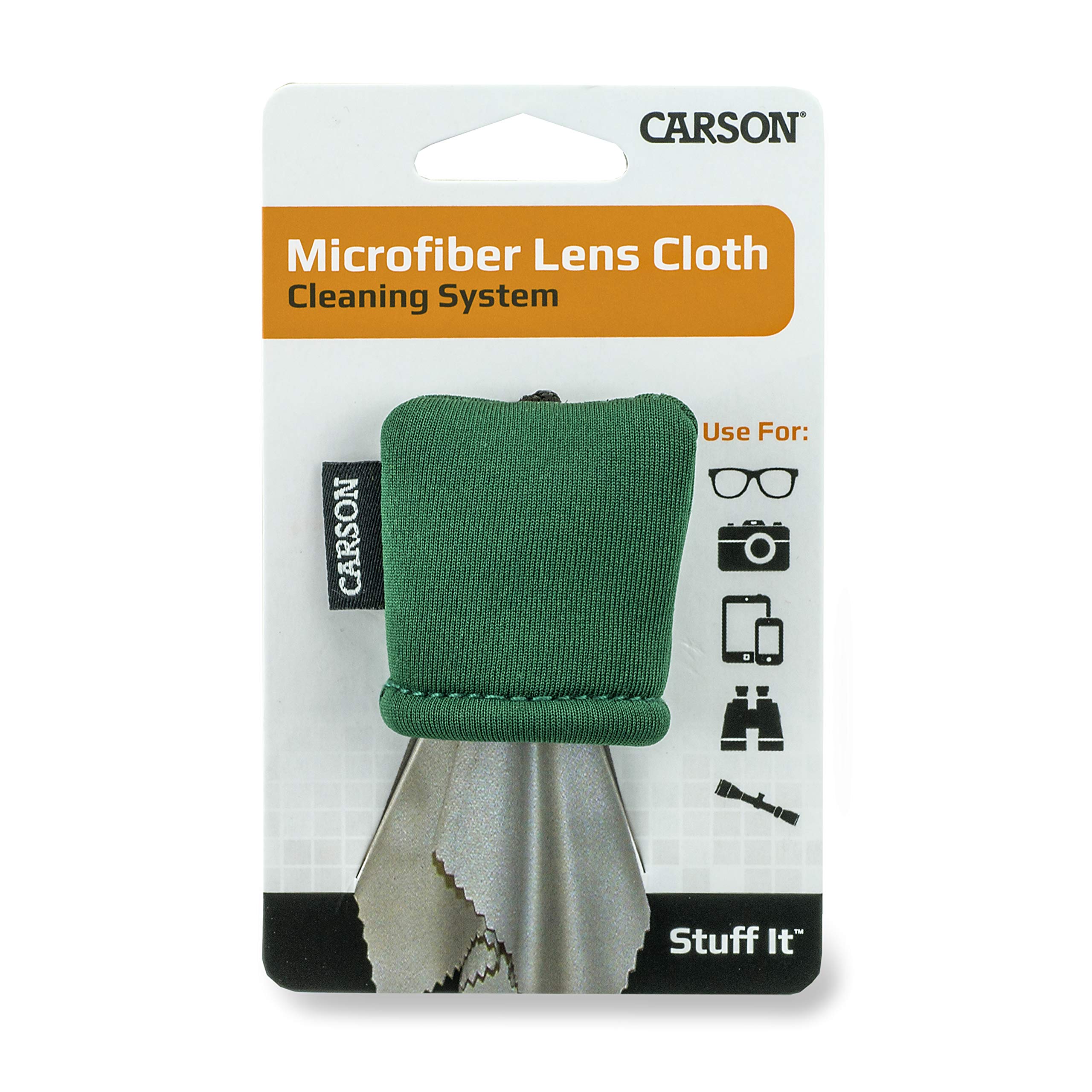 Carson Microfiber Lens Cleaning Cloth for Glasses, Phone, Tablet, Camera & Optics - 6.25x6.25 Inch Green (SN-40GR) - Gentle Scratch-Free Cleaning for Eyewear, Screens & Lenses