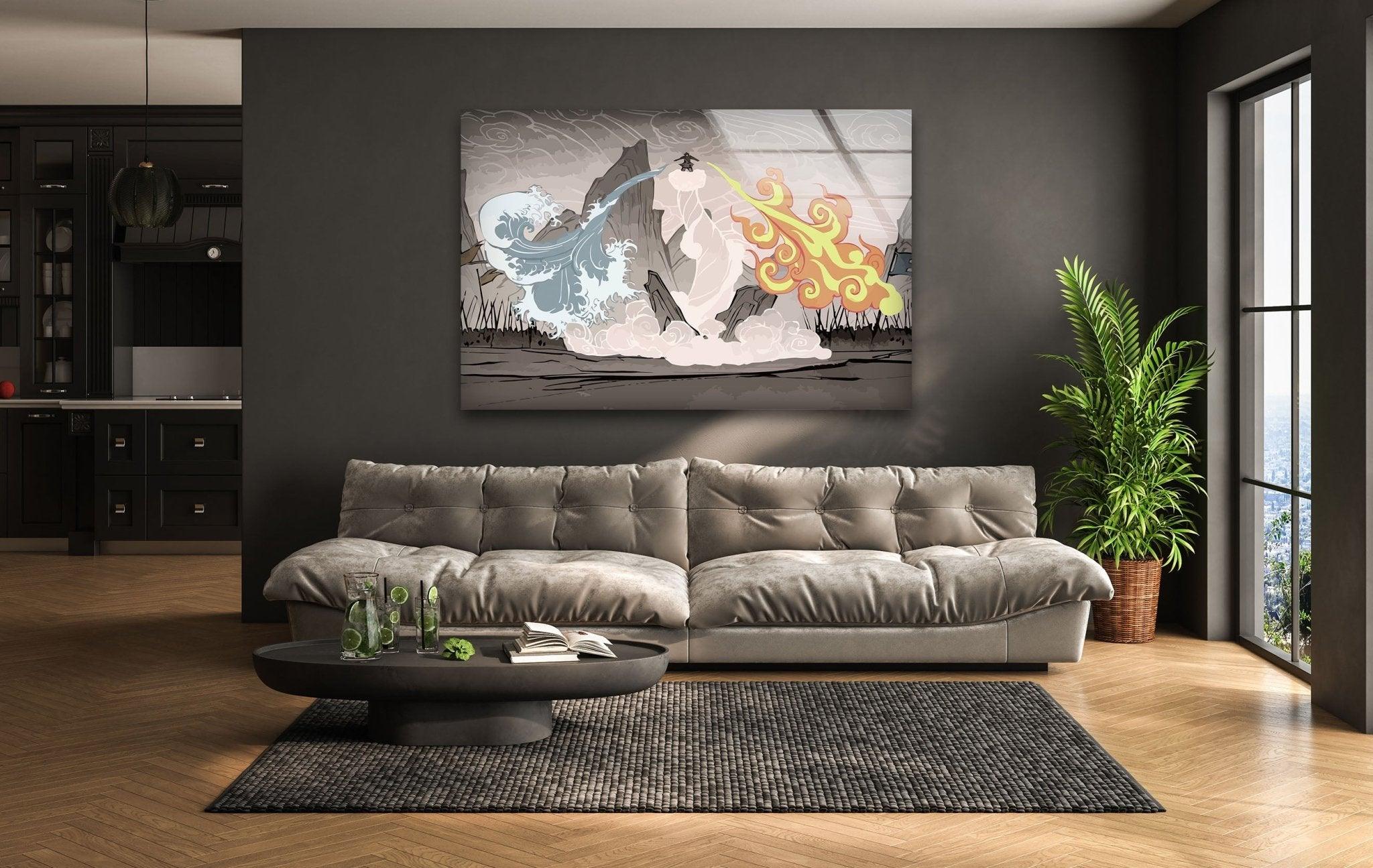 The Last Airbender Anime Glass Wall Art - Stunning Decor for Living Room, Bedroom & Office | Perfect Gift for Avatar Fans