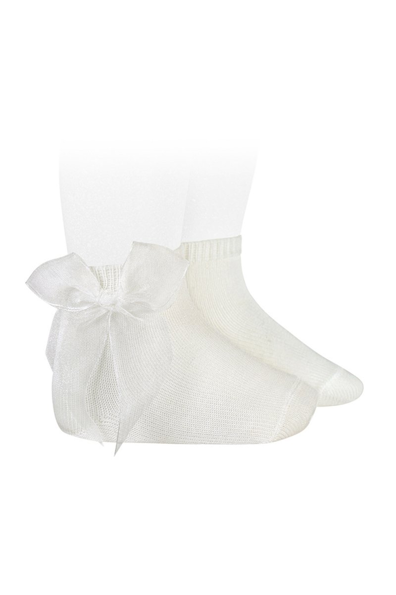 Ivory Tulle Bow Ankle Socks for Women - Elegant Lace Trim Bridal Wedding Socks - Comfortable & Breathable for Special Occasions, Parties & Everyday Wear