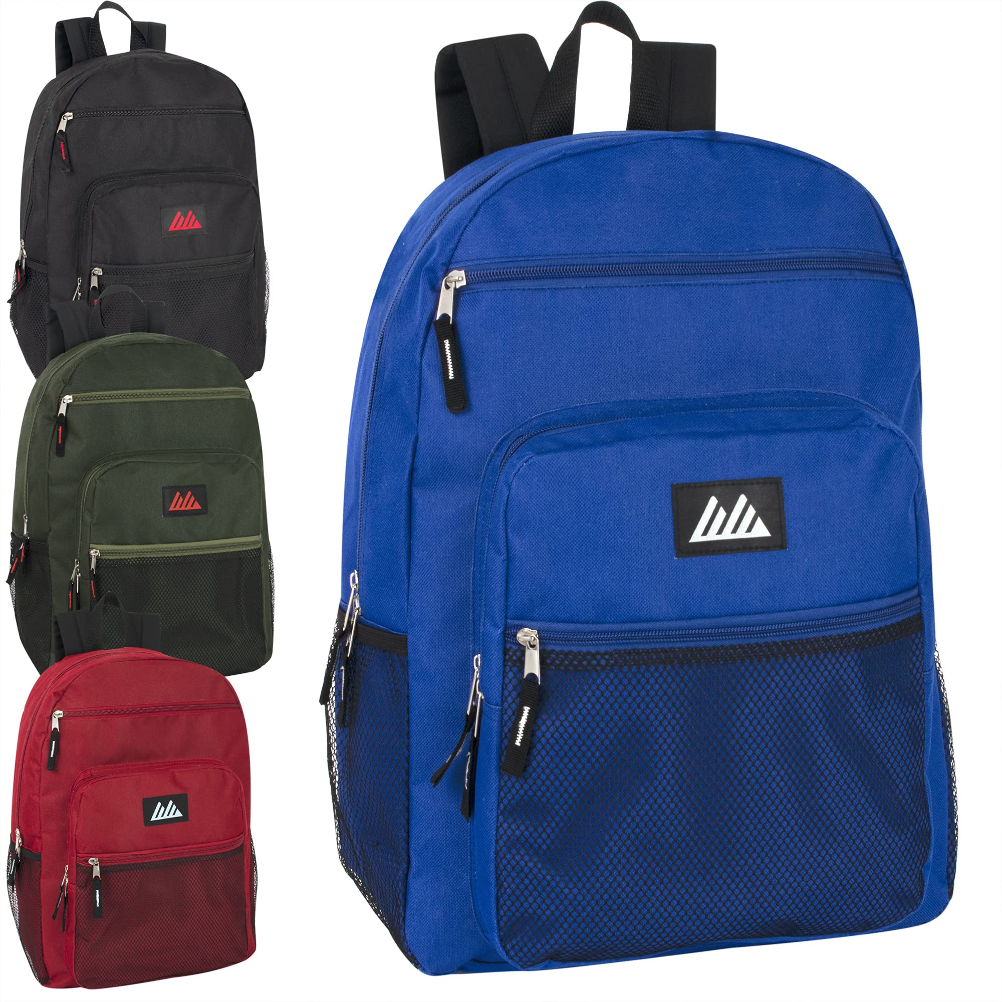 24 Pack 18 Inch Multipocket Backpacks with Padded Straps - Bulk Backpacks for School, Work & Travel - Durable Backpacks for Men & Women (4 Color Options) - Perfect for Students, Commuters & Outdoor Adventures