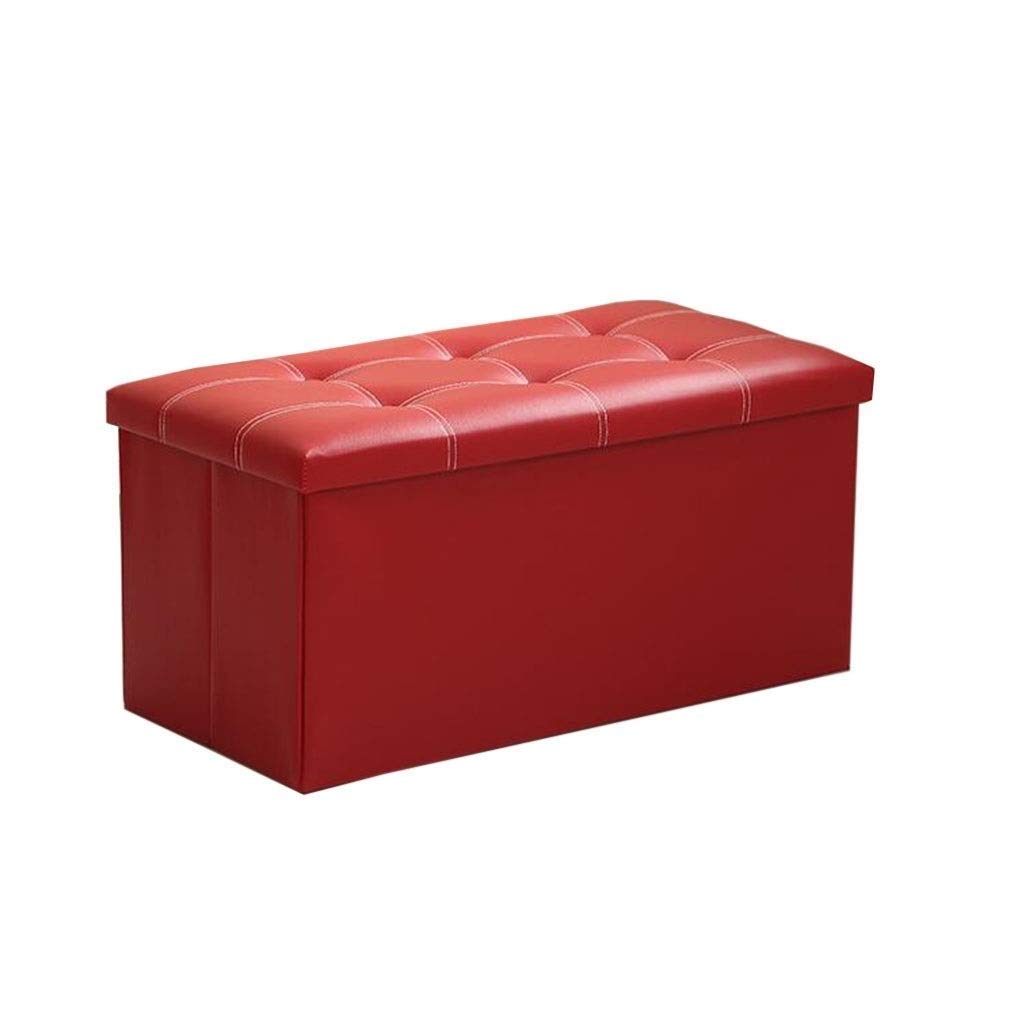 QTQHOME Folding Storage Ottoman Toy Box - Faux Leather Upholstered Stool for Bedroom, Living Room & Nursery | Multi-Functional Seat with Hidden Storage Space | Perfect for Organizing Toys, Blankets & Home Decor